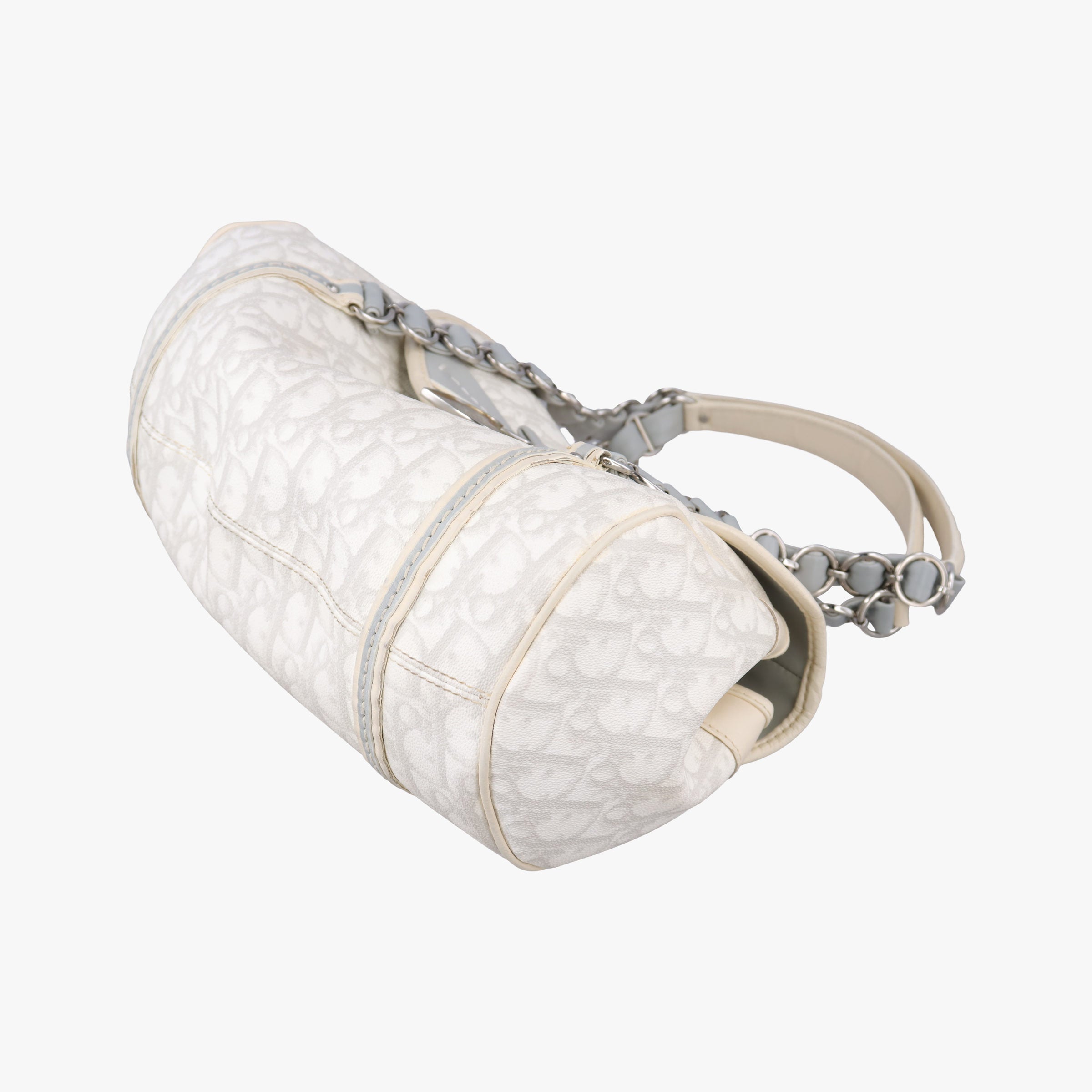 Pre-owned Christian Dior Romantique Trotter White PVC coated canvas  shoulderbag | stylenewstar