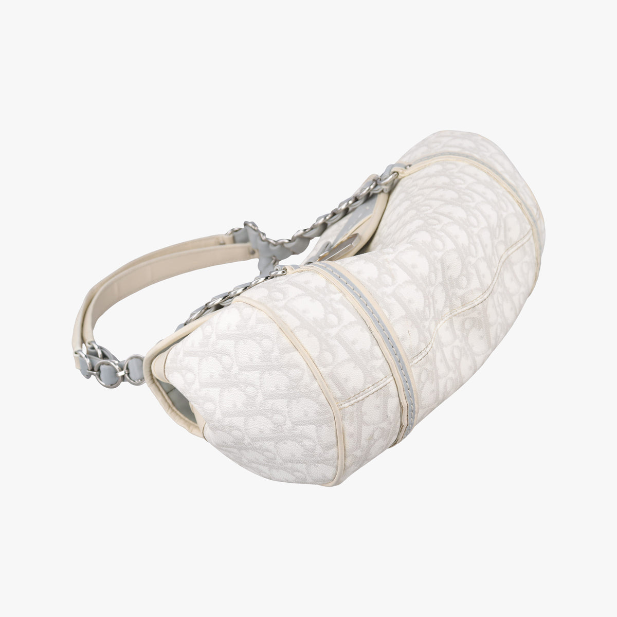 Pre-owned Christian Dior Romantique Trotter White PVC coated canvas  shoulderbag | stylenewstar