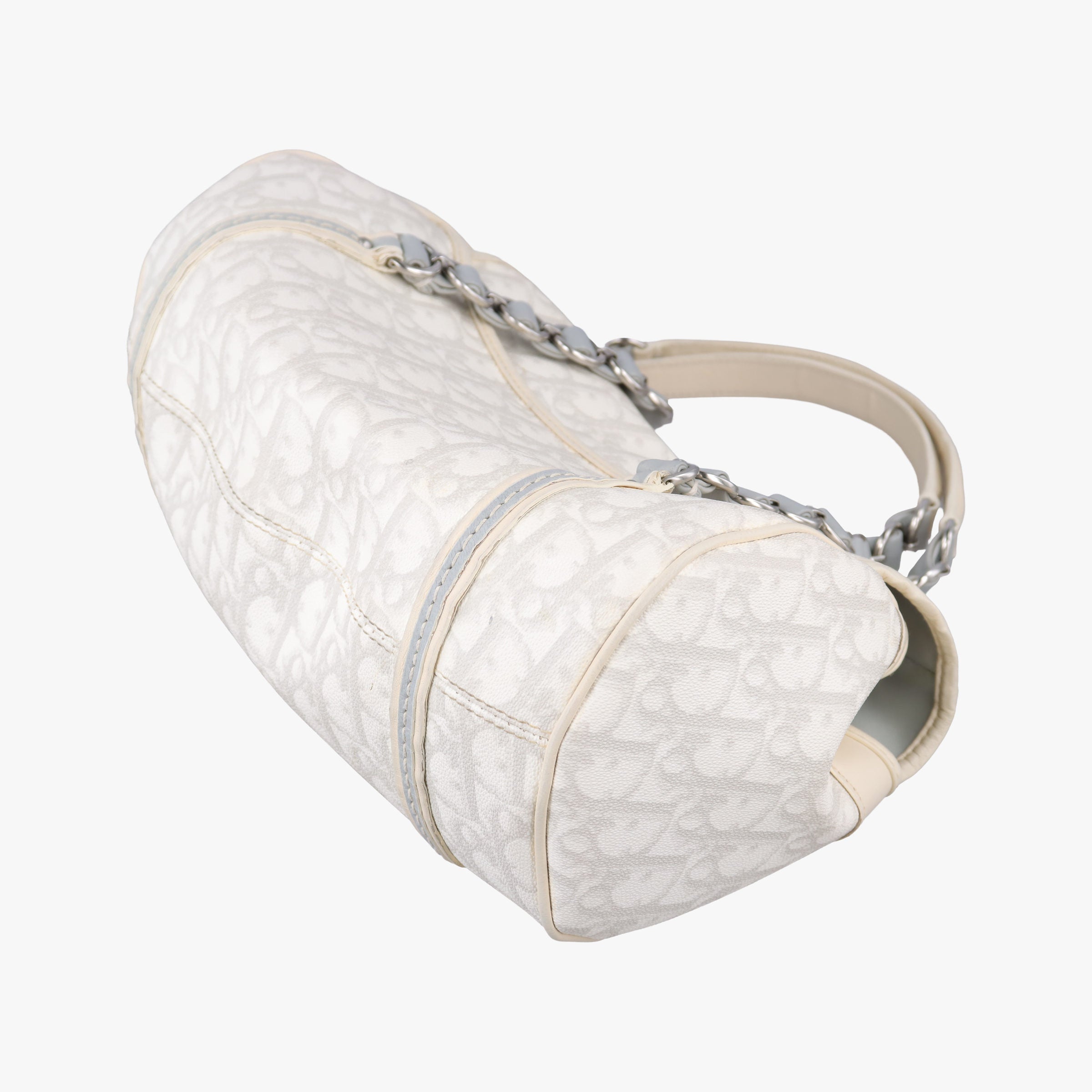 Pre-owned Christian Dior Romantique Trotter White PVC coated canvas  shoulderbag | stylenewstar