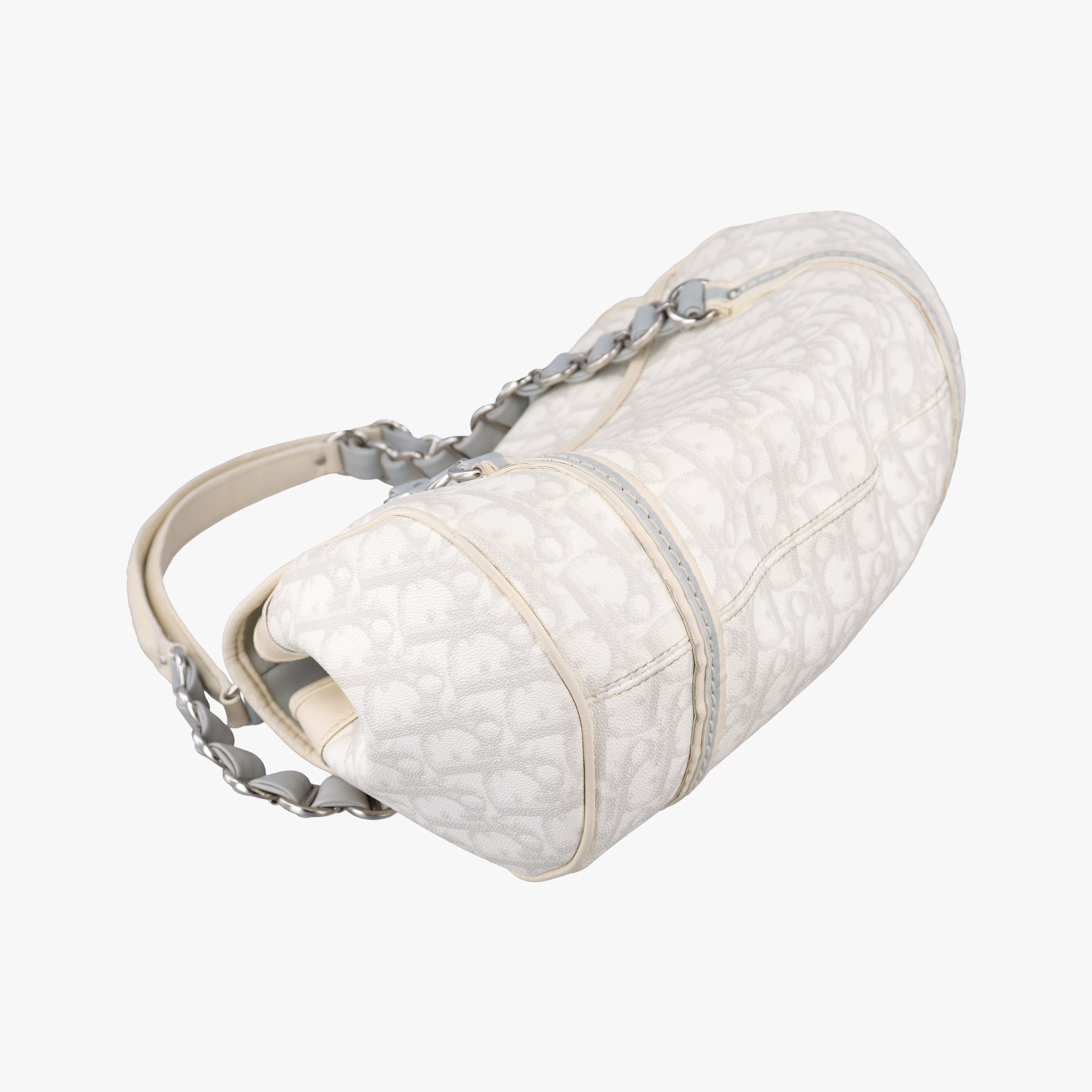 Pre-owned Christian Dior Romantique Trotter White PVC coated canvas  shoulderbag | stylenewstar