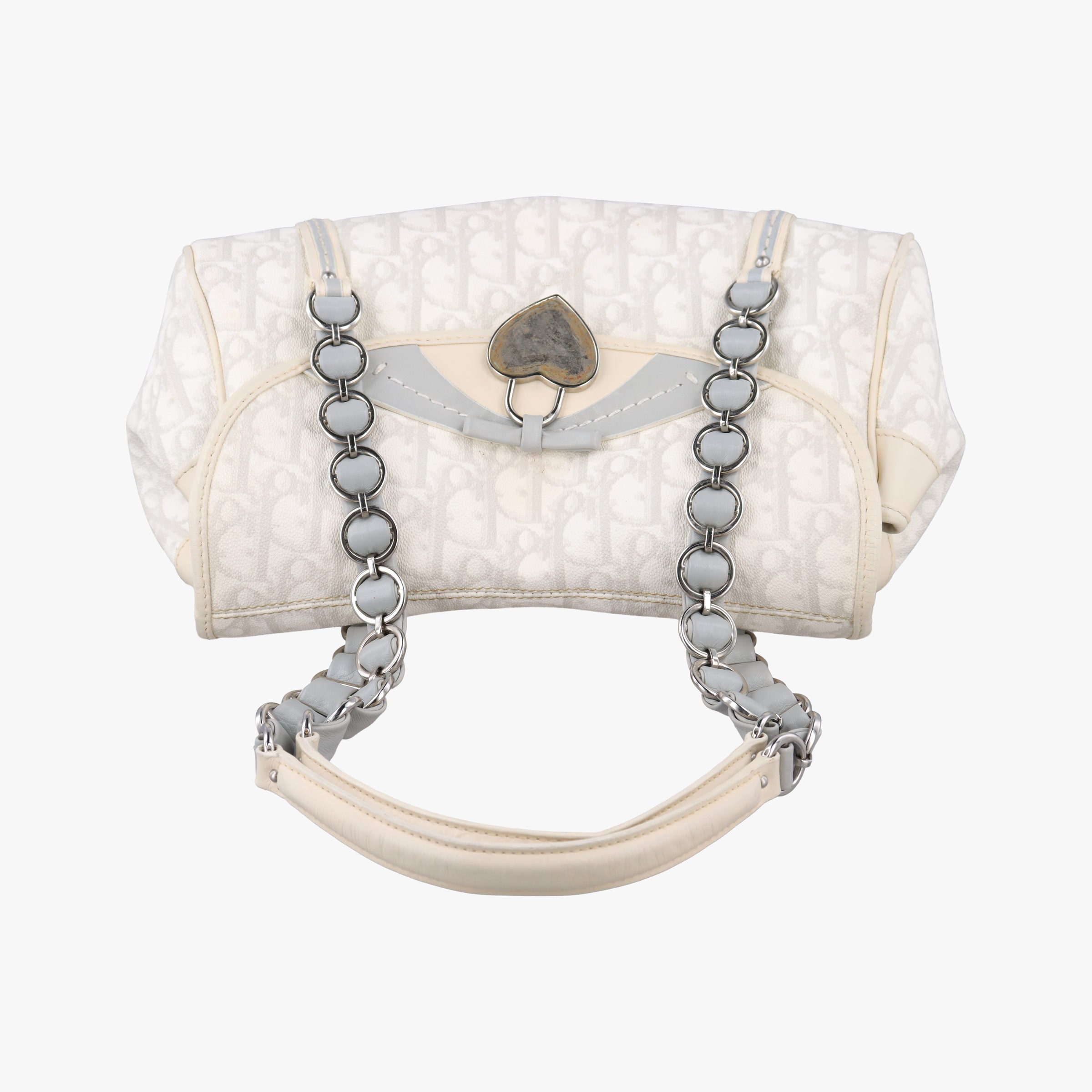 Pre-owned Christian Dior Romantique Trotter White PVC coated canvas  shoulderbag | stylenewstar