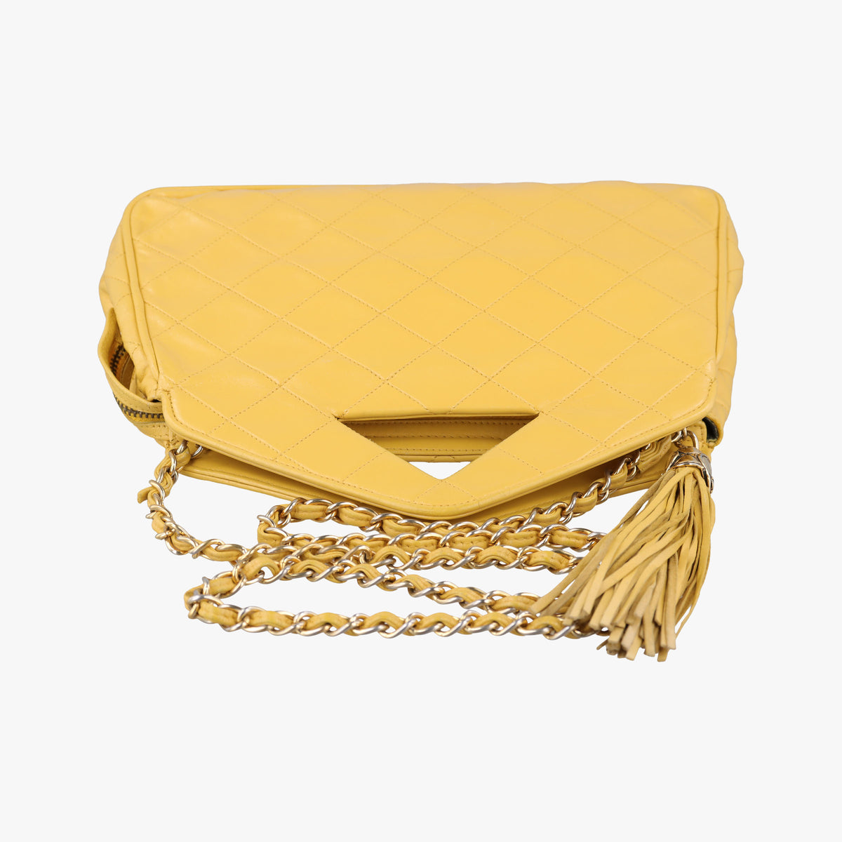 Pre-owned Chanel Matelasse Tassel Yellow lambskin  shoulderbag | stylenewstar