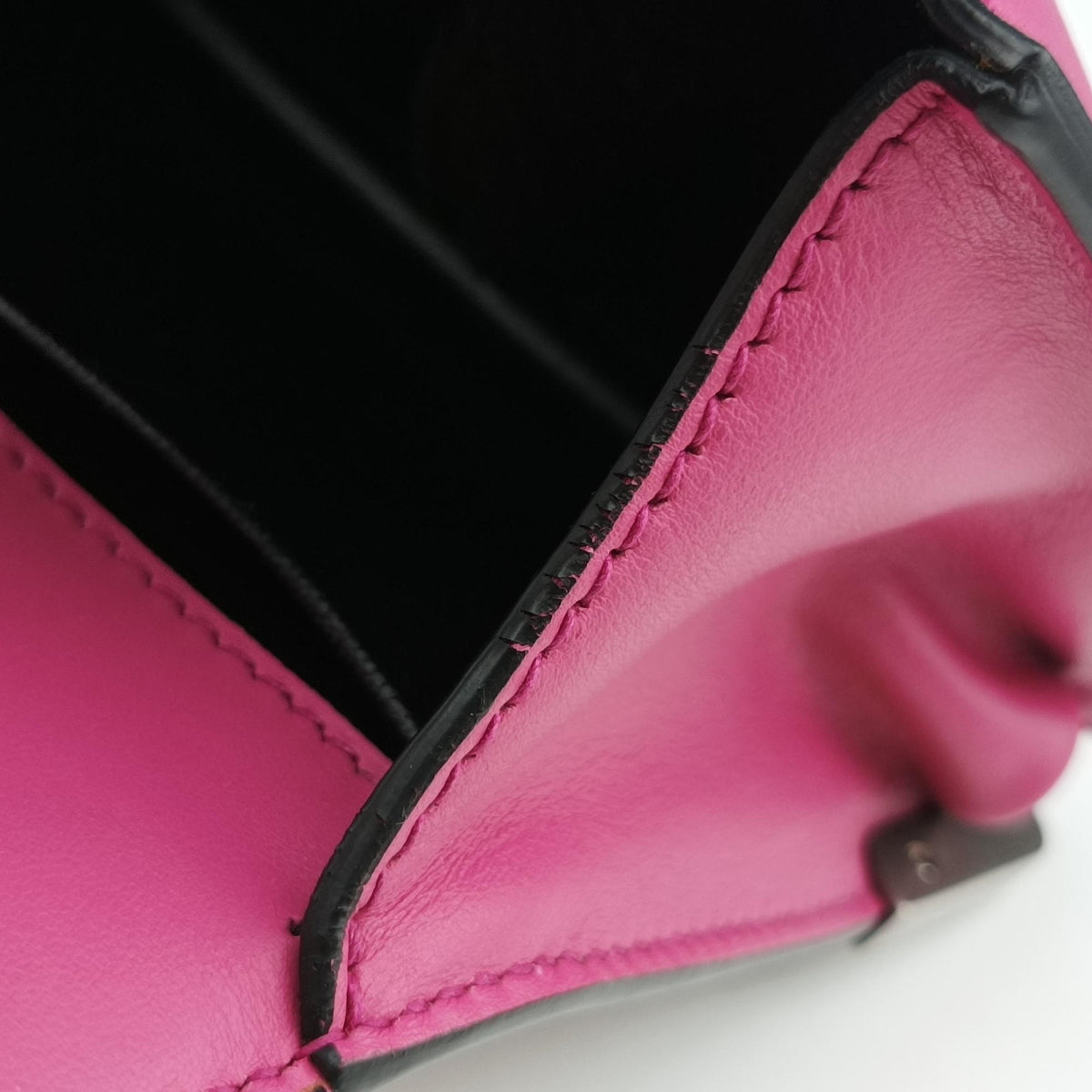 Pre-owned Prada Cahier pink×Black Leather 1BH018 shoulderbag | stylenewstar
