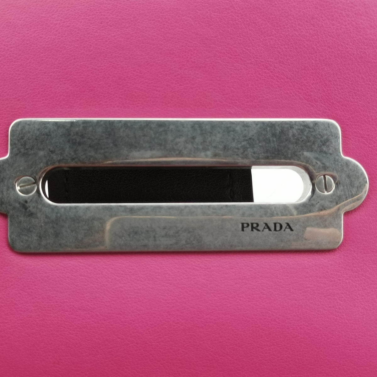 Pre-owned Prada Cahier pink×Black Leather 1BH018 shoulderbag | stylenewstar