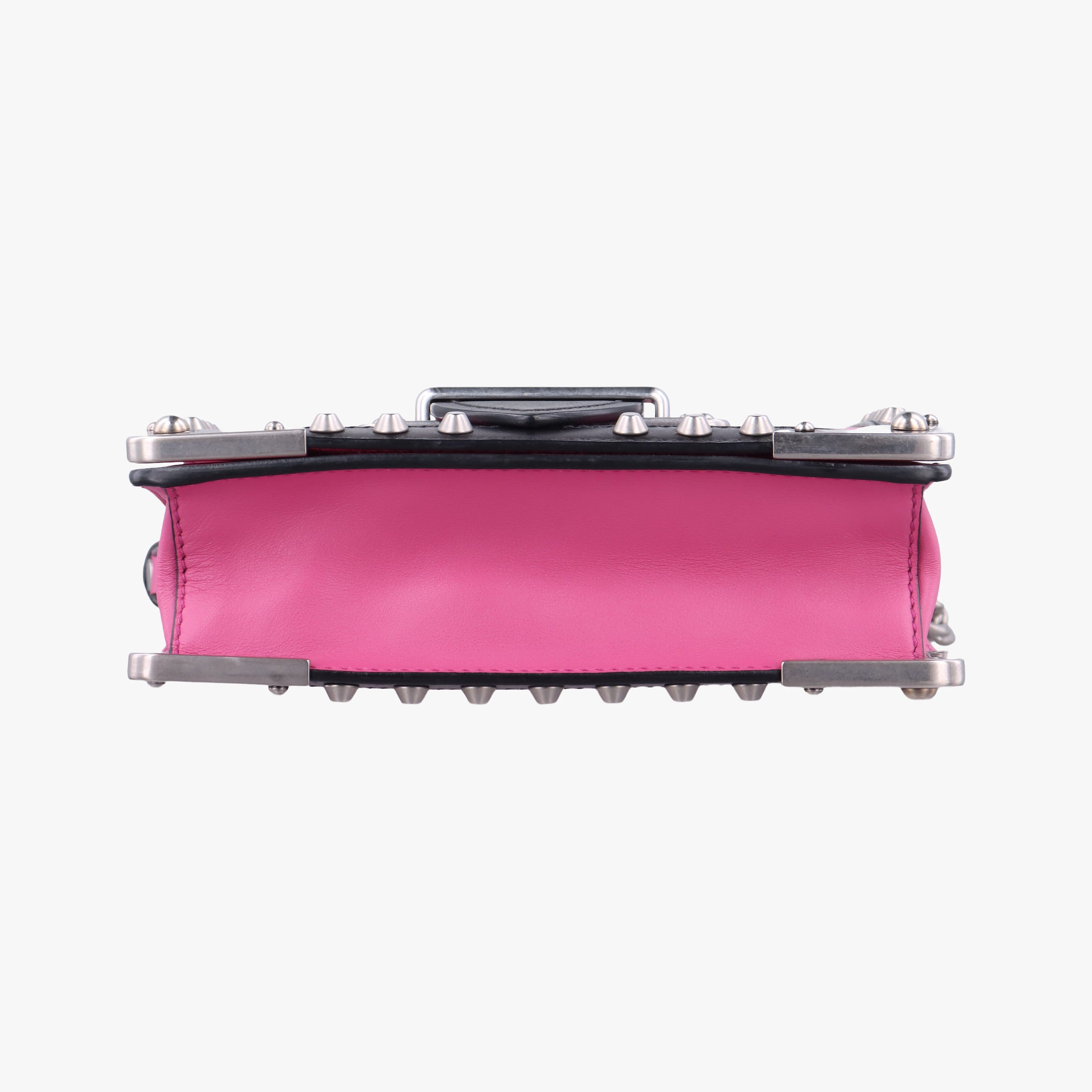 Pre-owned Prada Cahier pink×Black Leather 1BH018 shoulderbag | stylenewstar