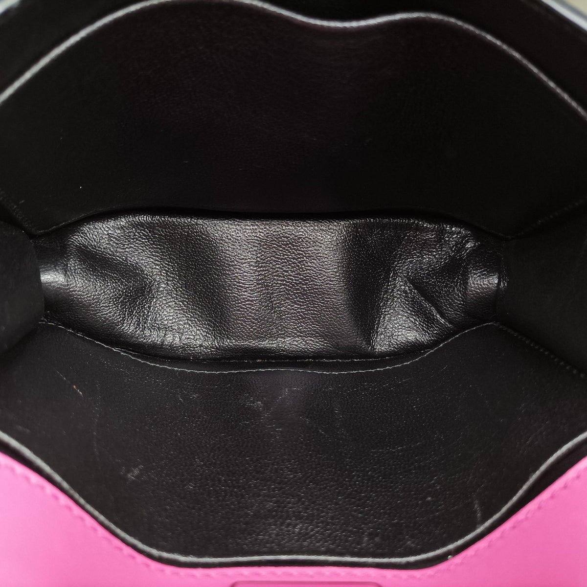 Pre-owned Prada Cahier pink×Black Leather 1BH018 shoulderbag | stylenewstar