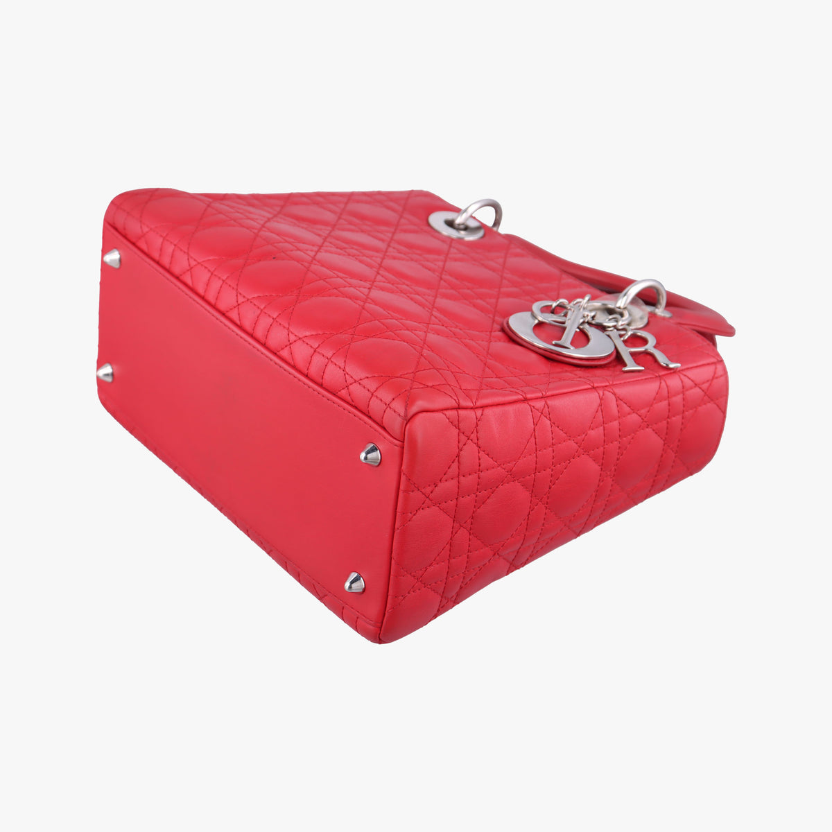 Pre-owned Christian Dior Lady Dior Red lambskin  shoulderbag | stylenewstar