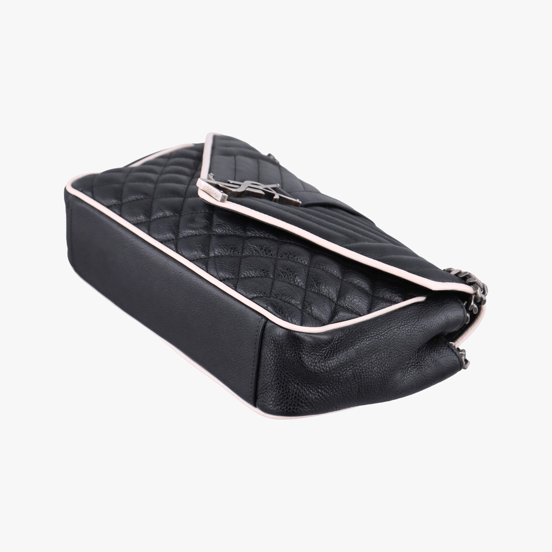 Pre-owned Yves Saint Laurent ENVELOPE Black×White Leather 428125 shoulderbag | stylenewstar