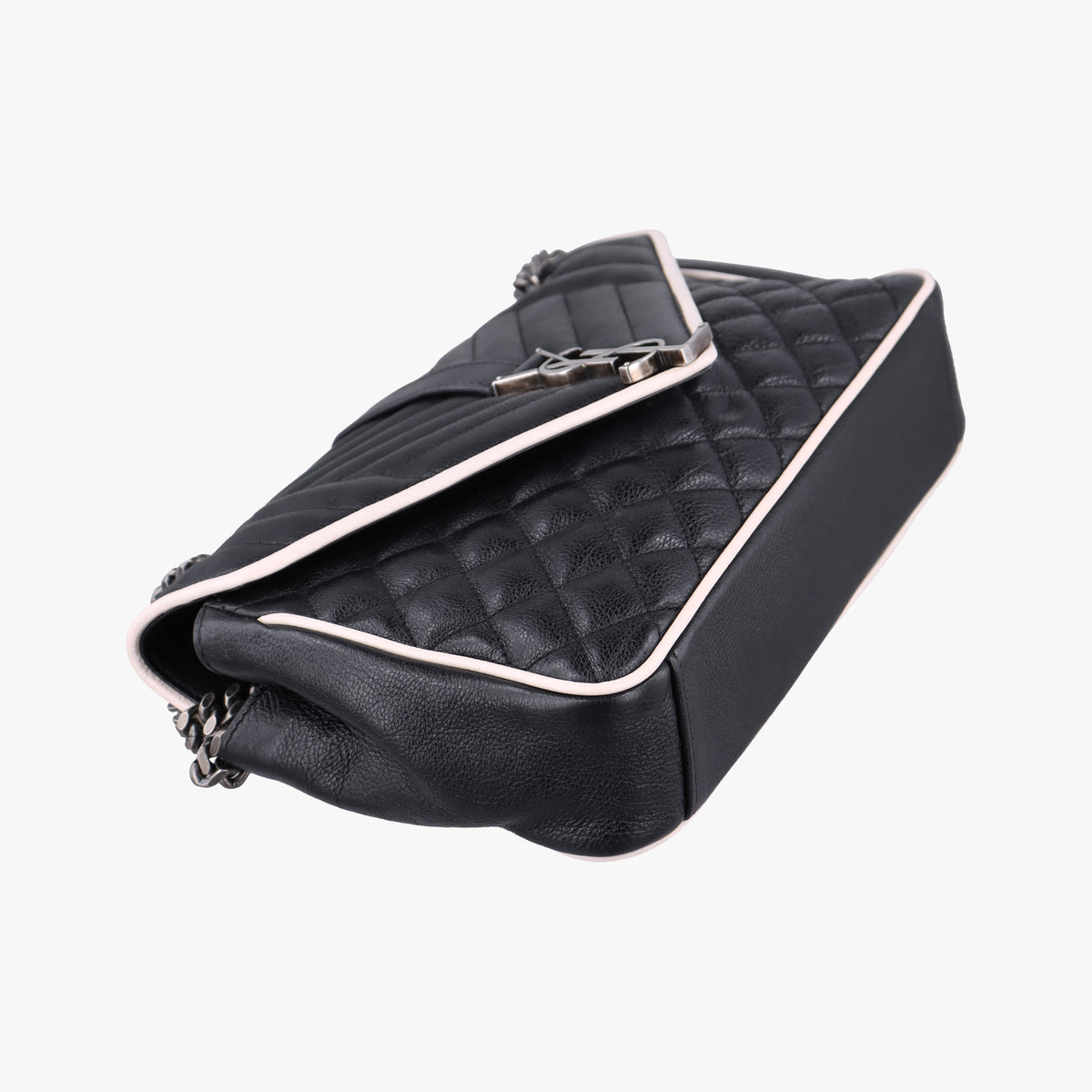 Pre-owned Yves Saint Laurent ENVELOPE Black×White Leather 428125 shoulderbag | stylenewstar