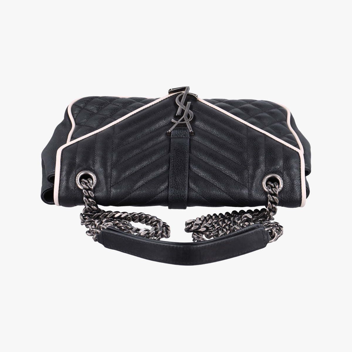 Pre-owned Yves Saint Laurent ENVELOPE Black×White Leather 428125 shoulderbag | stylenewstar