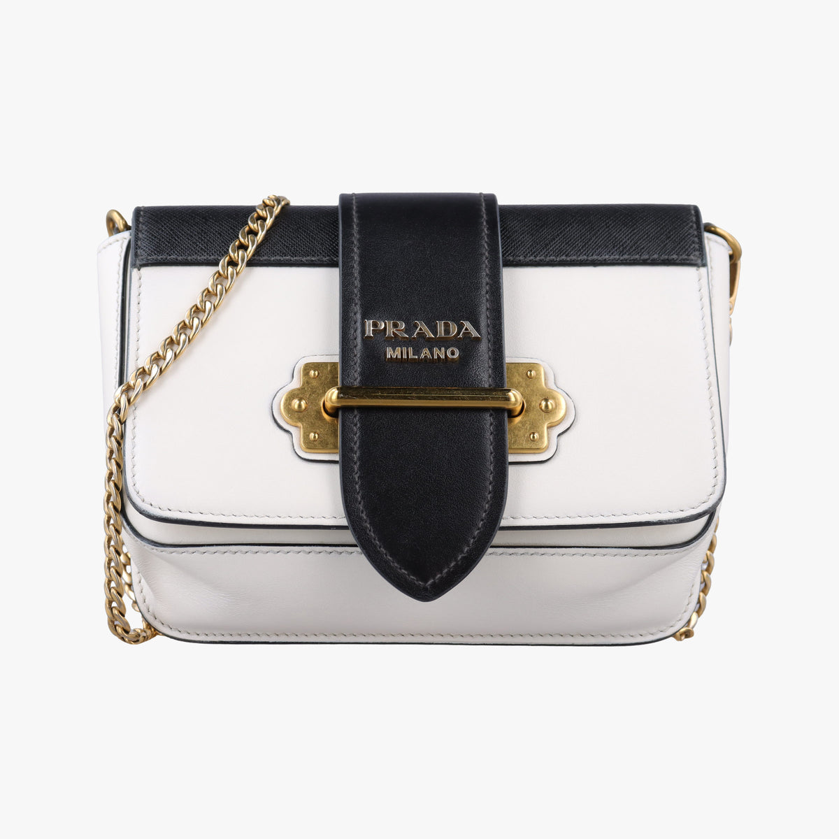 Vintage Prada Cahier White Leather×SAFFIANO Leather 1BL004 shoulderbag | stylenewstar