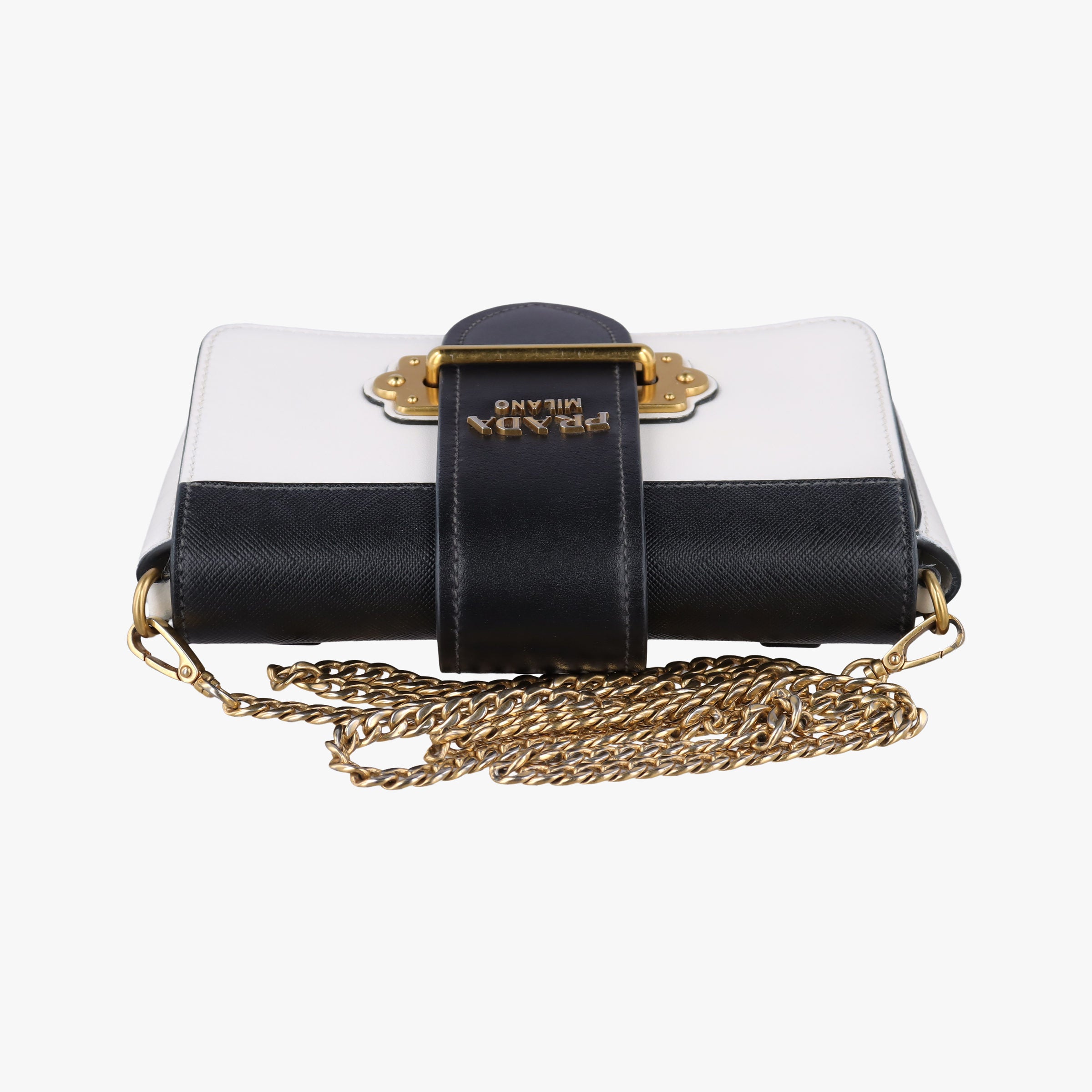 Vintage Prada Cahier White Leather×SAFFIANO Leather 1BL004 shoulderbag | stylenewstar
