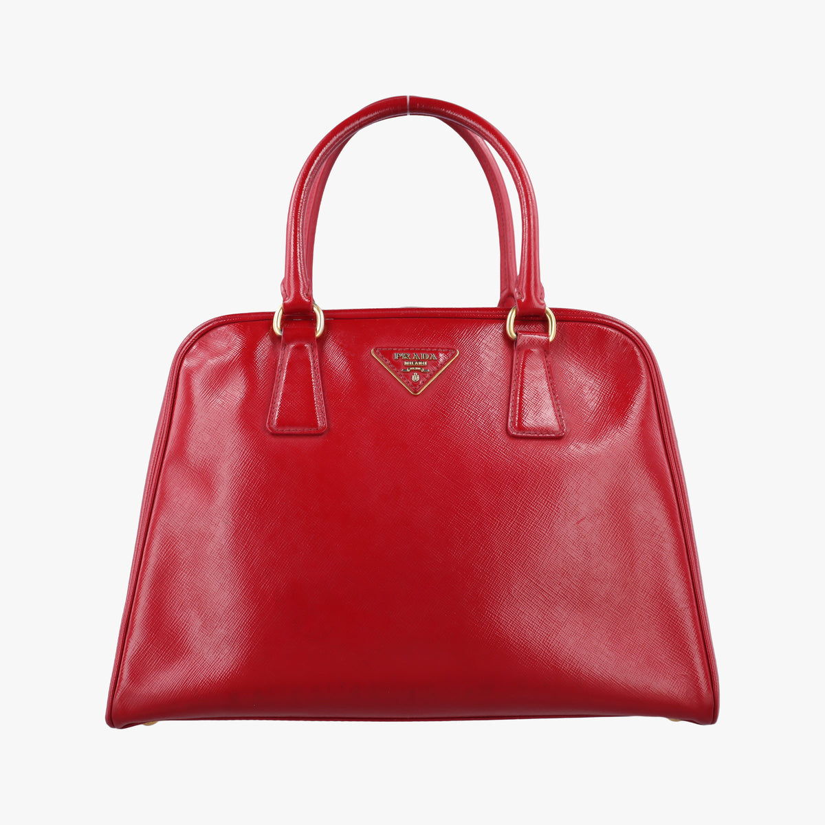 Pre-owned Prada Pyramid Red Patent Leather BL0808 handbag | stylenewstar