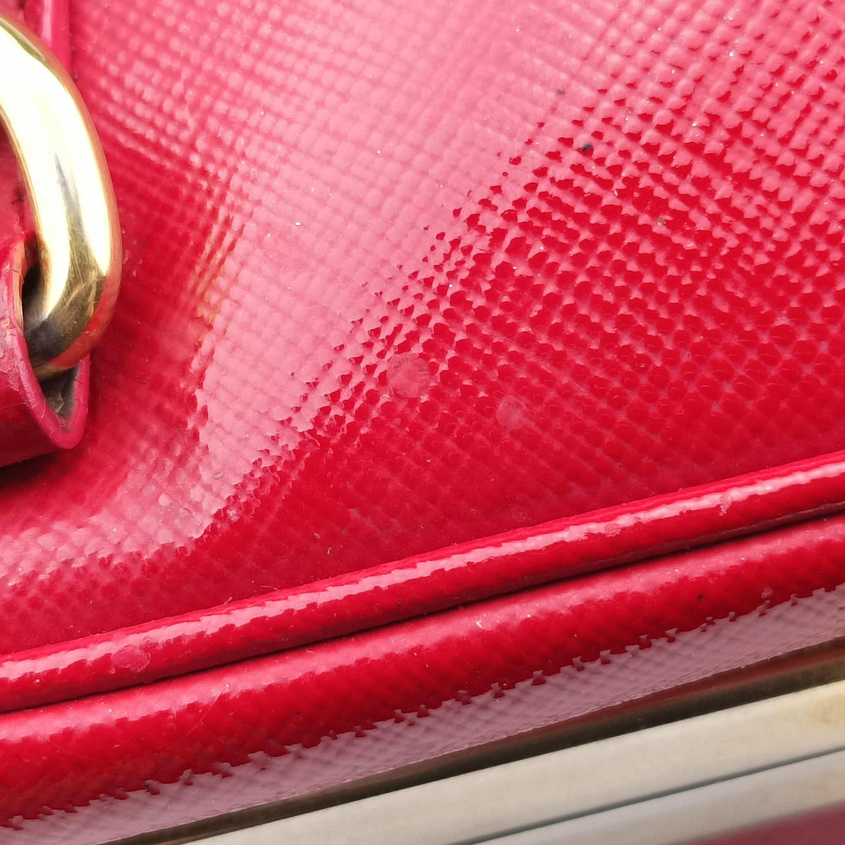 Pre-owned Prada Pyramid Red Patent Leather BL0808 handbag | stylenewstar
