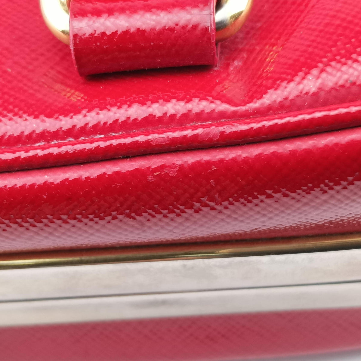 Pre-owned Prada Pyramid Red Patent Leather BL0808 handbag | stylenewstar