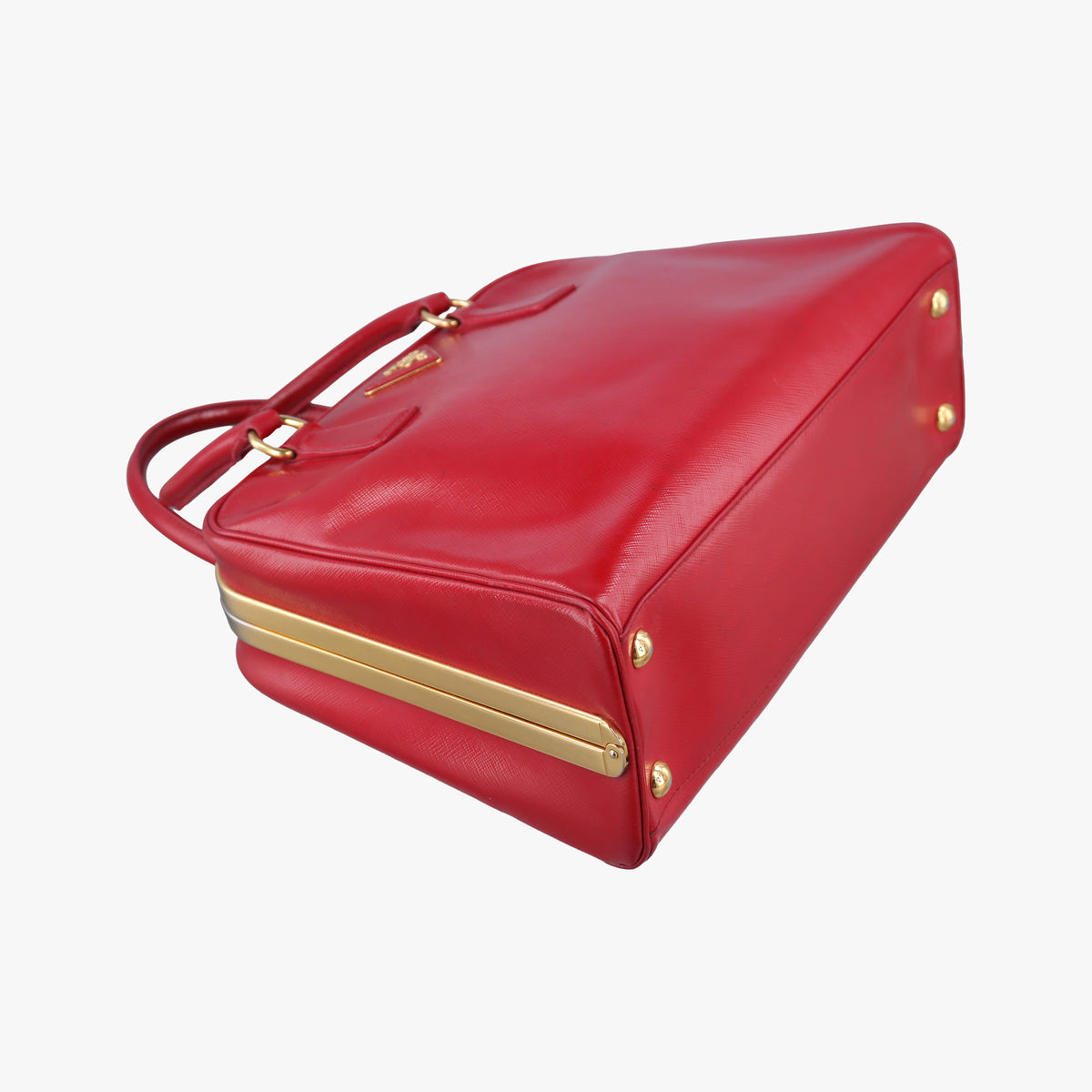 Pre-owned Prada Pyramid Red Patent Leather BL0808 handbag | stylenewstar