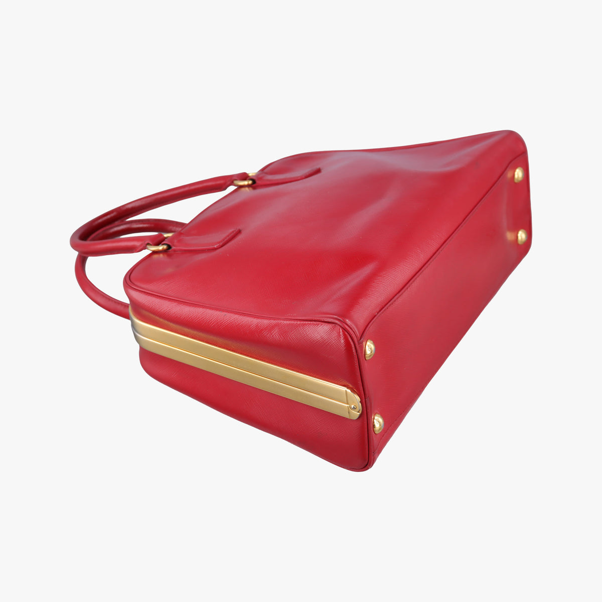 Pre-owned Prada Pyramid Red Patent Leather BL0808 handbag | stylenewstar
