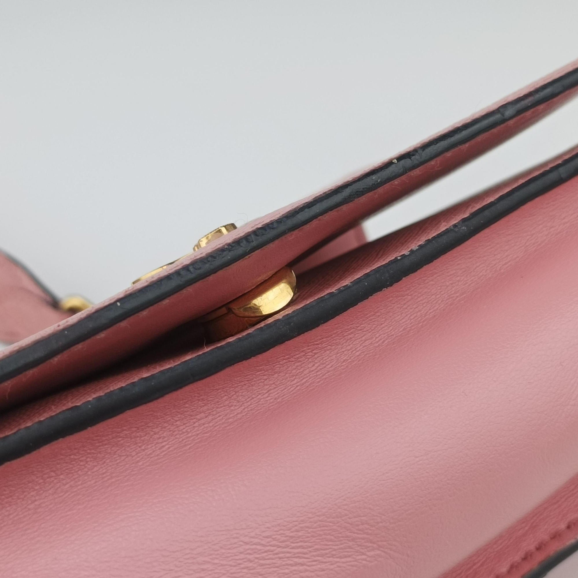 Pre-owned Prada milano logo Pink Saffiano Leather 1BP012 shoulderbag | stylenewstar