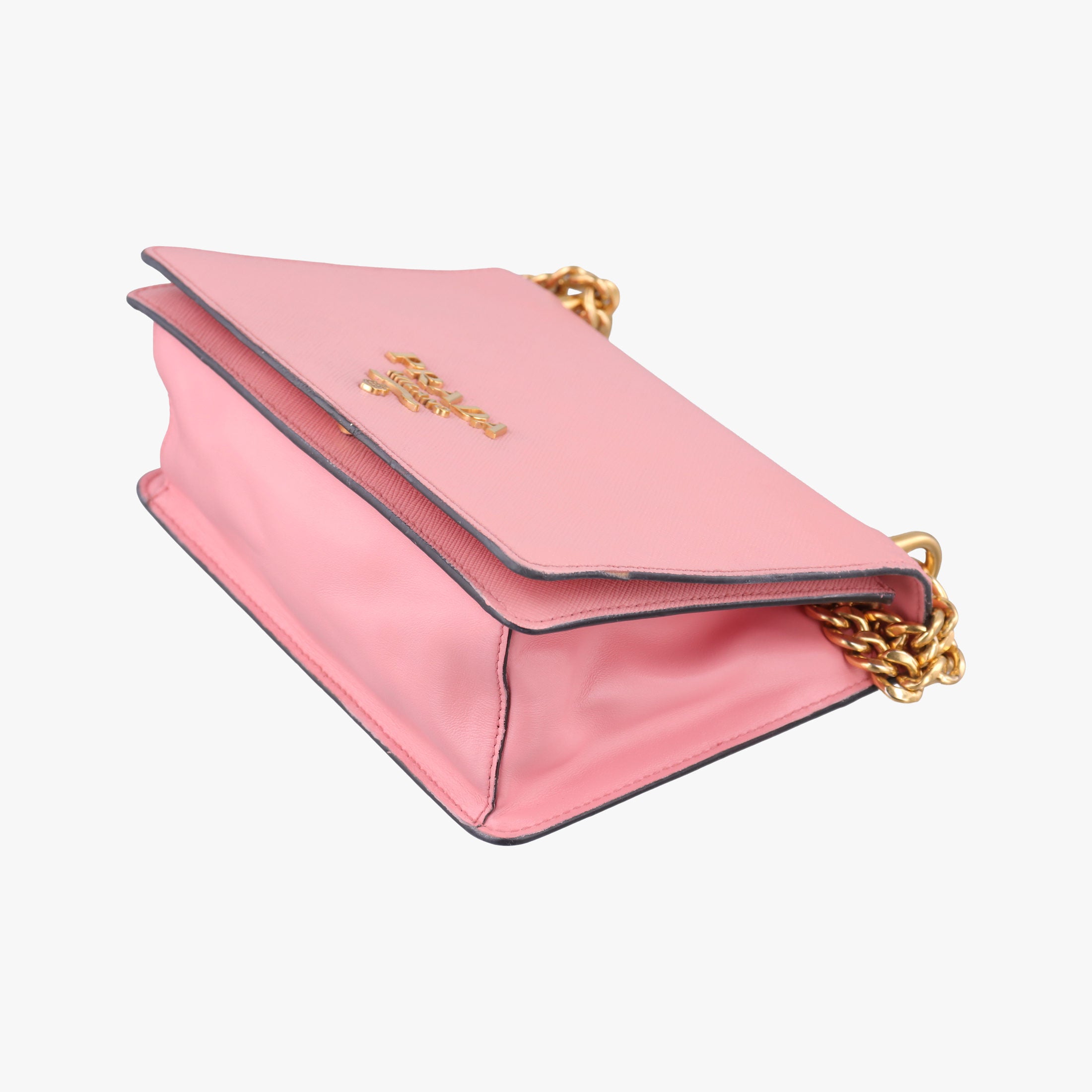 Pre-owned Prada milano logo Pink Saffiano Leather 1BP012 shoulderbag | stylenewstar