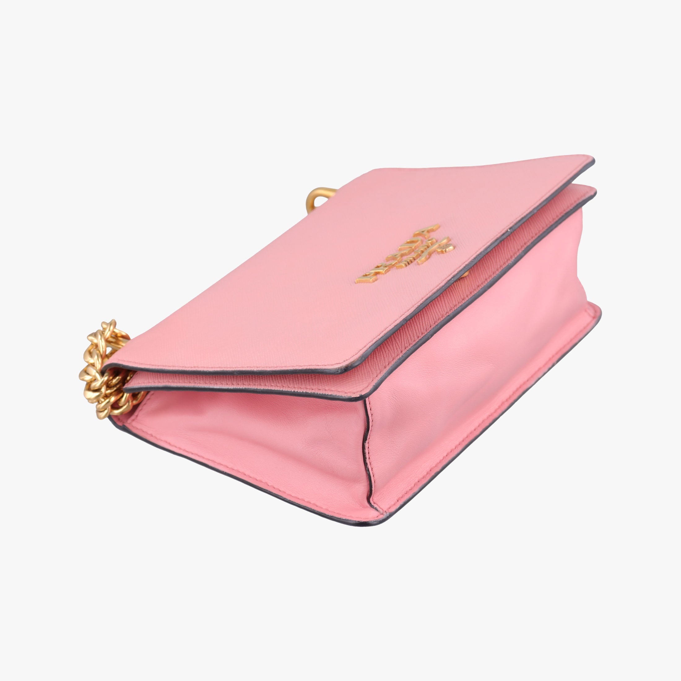 Pre-owned Prada milano logo Pink Saffiano Leather 1BP012 shoulderbag | stylenewstar