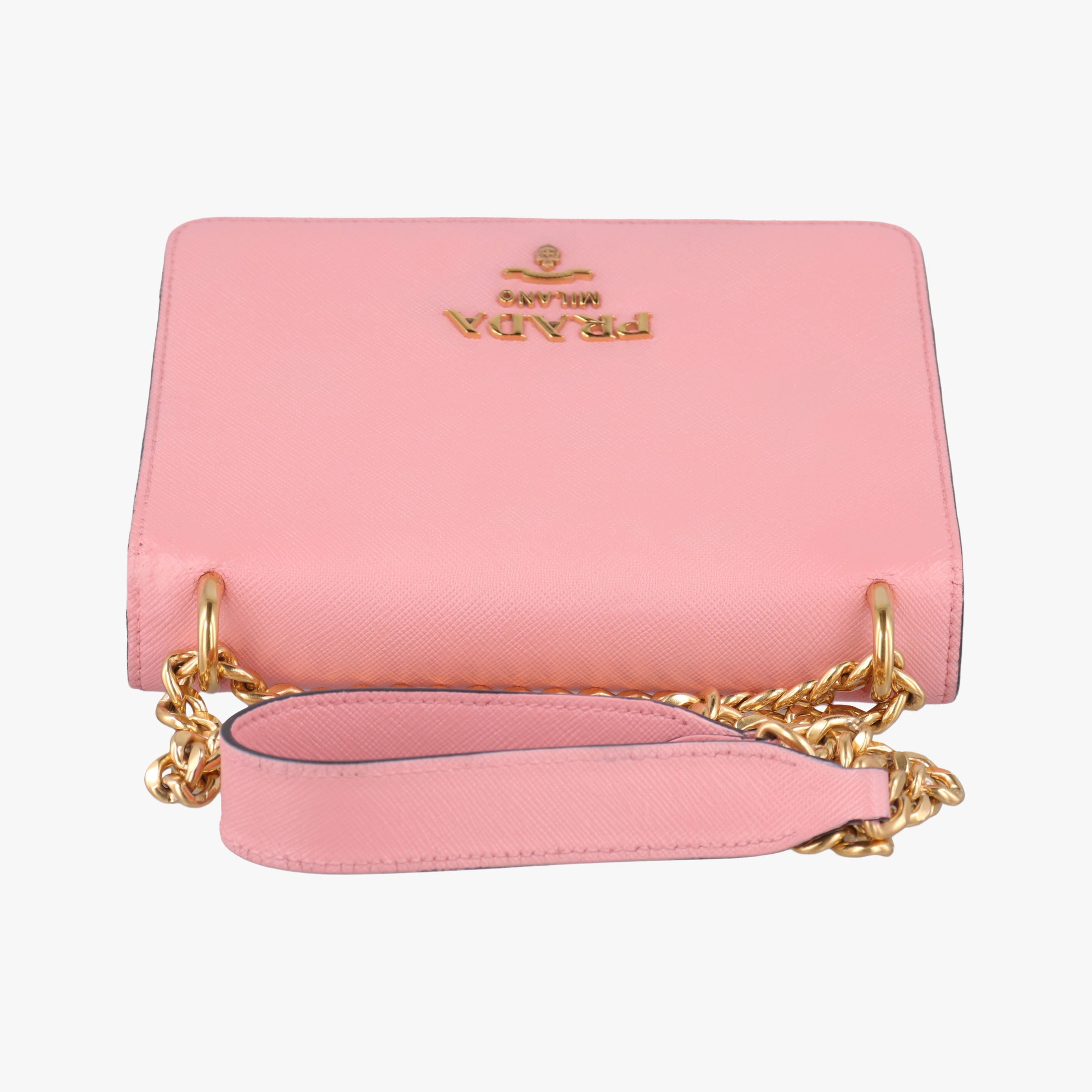 Pre-owned Prada milano logo Pink Saffiano Leather 1BP012 shoulderbag | stylenewstar