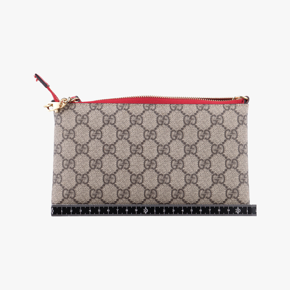 Pre-owned Gucci GG Supreme Heart Chain Pochette Beige×red PVC coated canvas 456866 handbag | stylenewstar