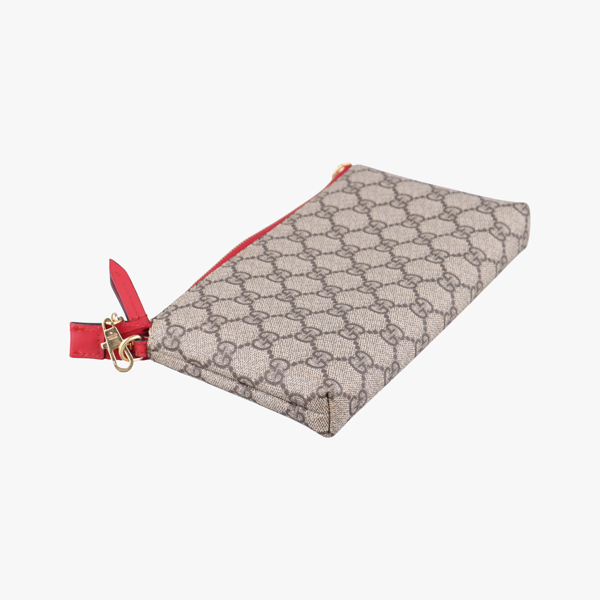 Pre-owned Gucci GG Supreme Heart Chain Pochette Beige×red PVC coated canvas 456866 handbag | stylenewstar