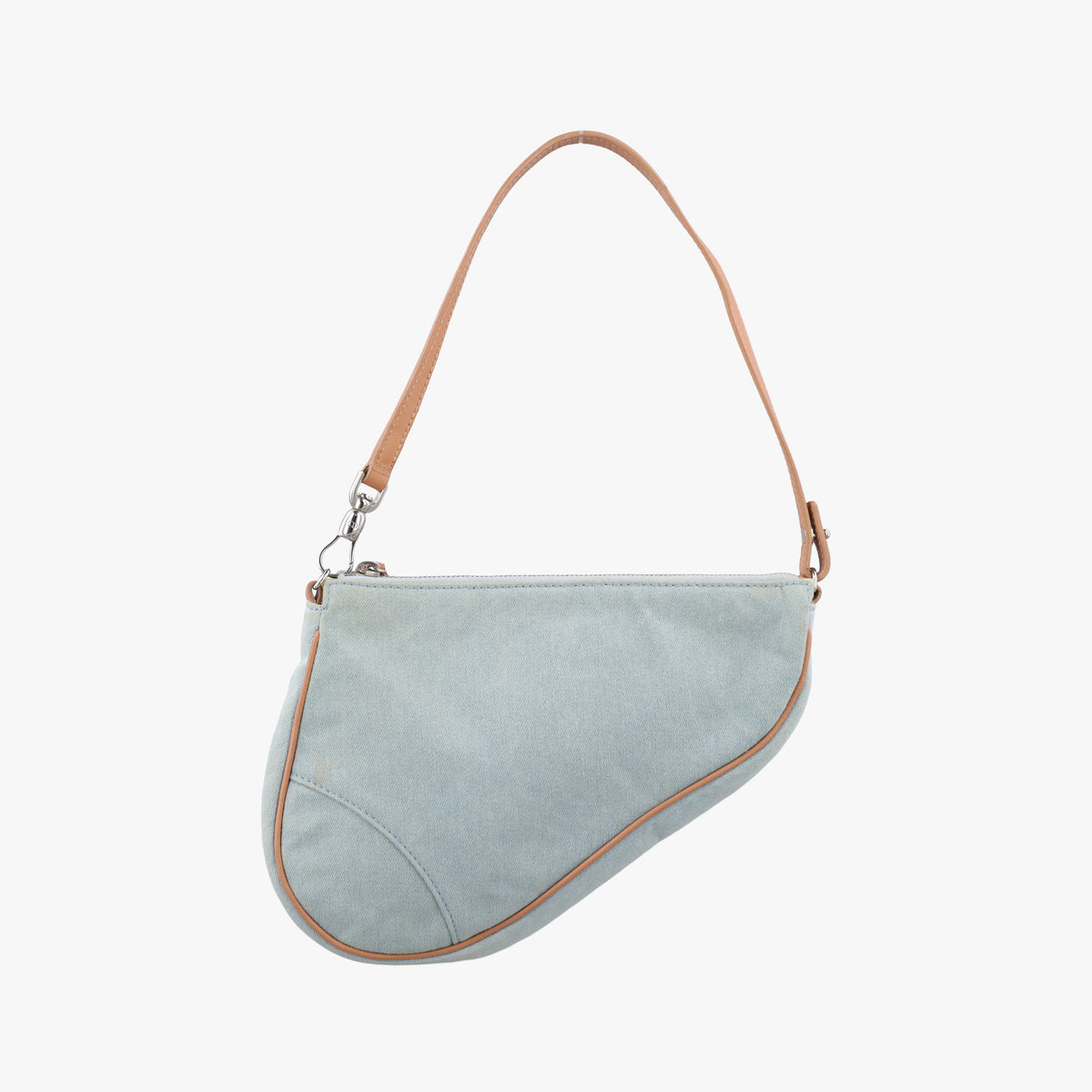 Pre-owned Christian Dior Saddle pouch Blue Denim x Leather  handbag | stylenewstar