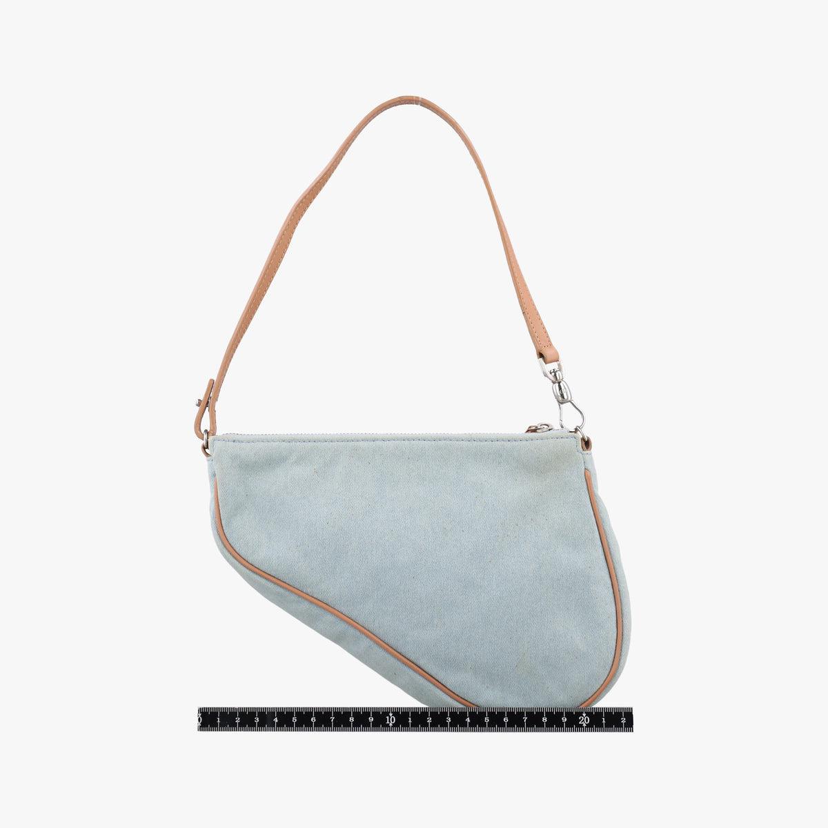 Pre-owned Christian Dior Saddle pouch Blue Denim x Leather  handbag | stylenewstar