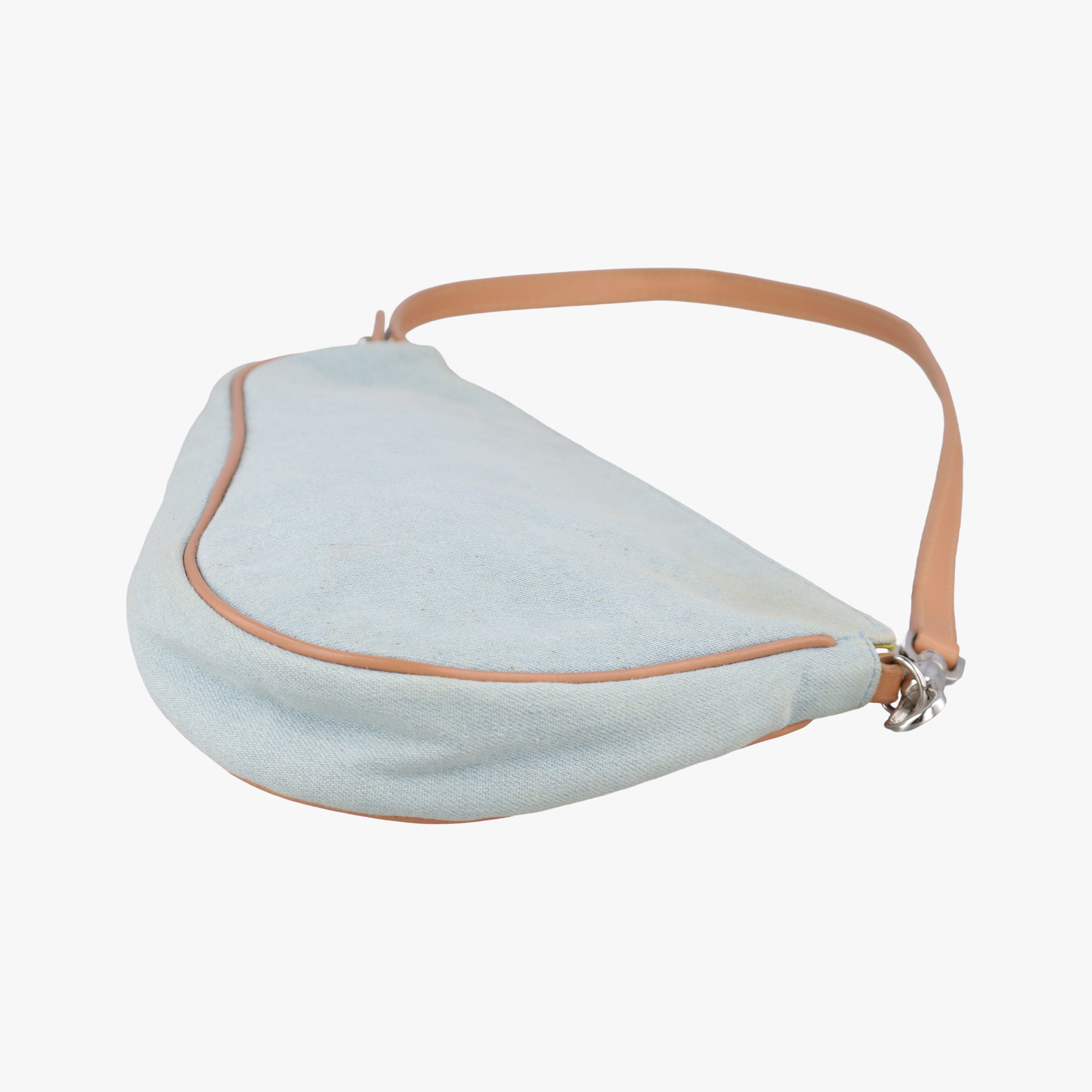 Pre-owned Christian Dior Saddle pouch Blue Denim x Leather  handbag | stylenewstar