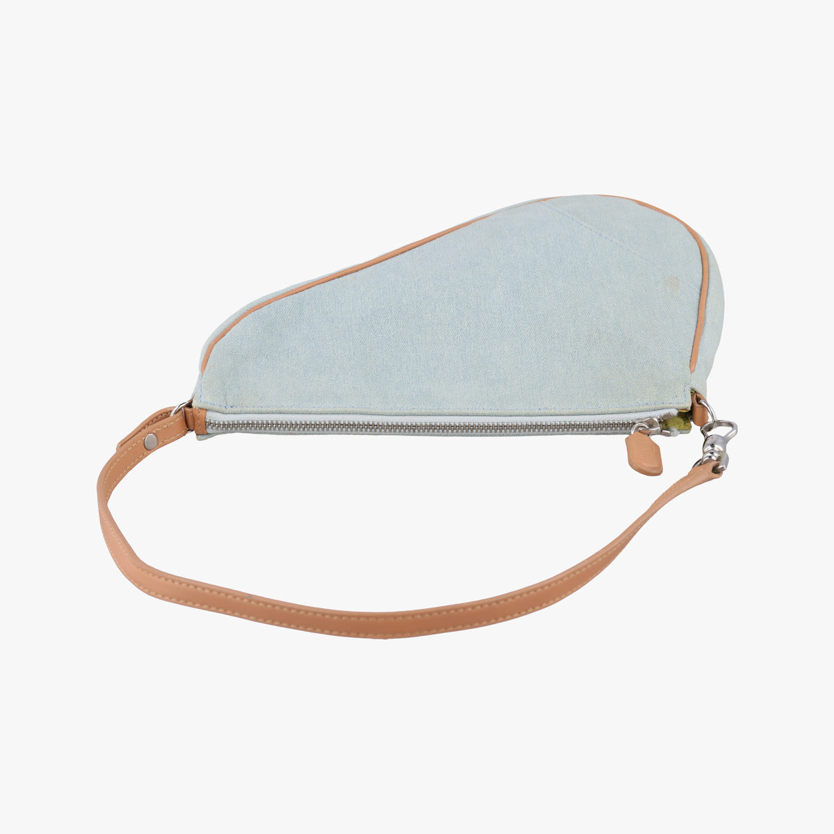 Pre-owned Christian Dior Saddle pouch Blue Denim x Leather  handbag | stylenewstar