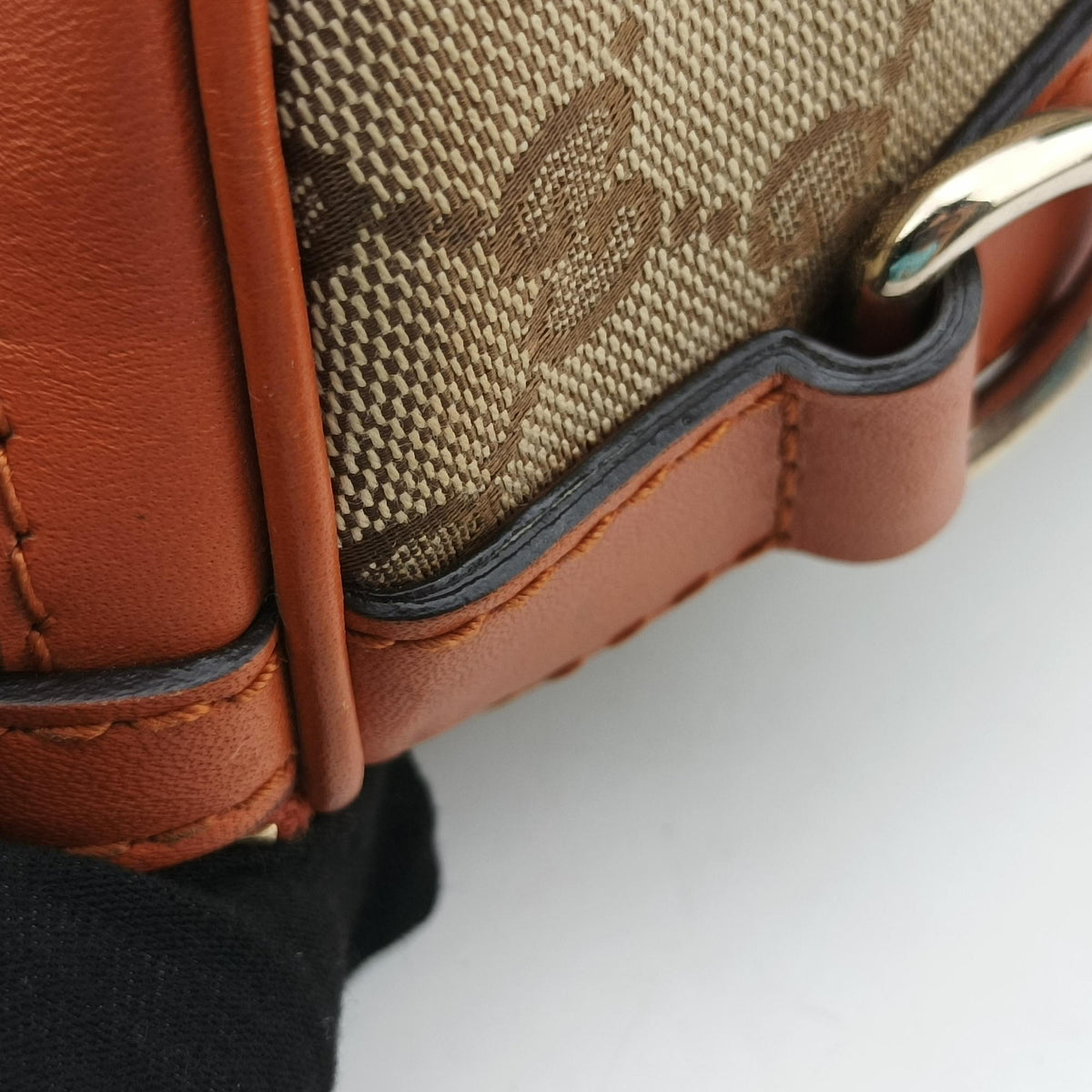 Pre-owned Gucci Sherry Line Beige×orange Canvas×Leather 247205 shoulderbag | stylenewstar