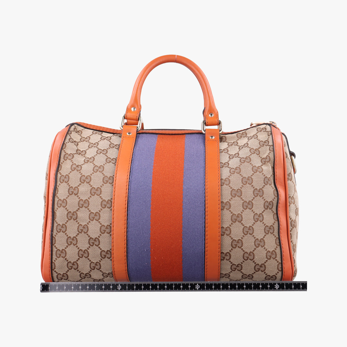Pre-owned Gucci Sherry Line Beige×orange Canvas×Leather 247205 shoulderbag | stylenewstar