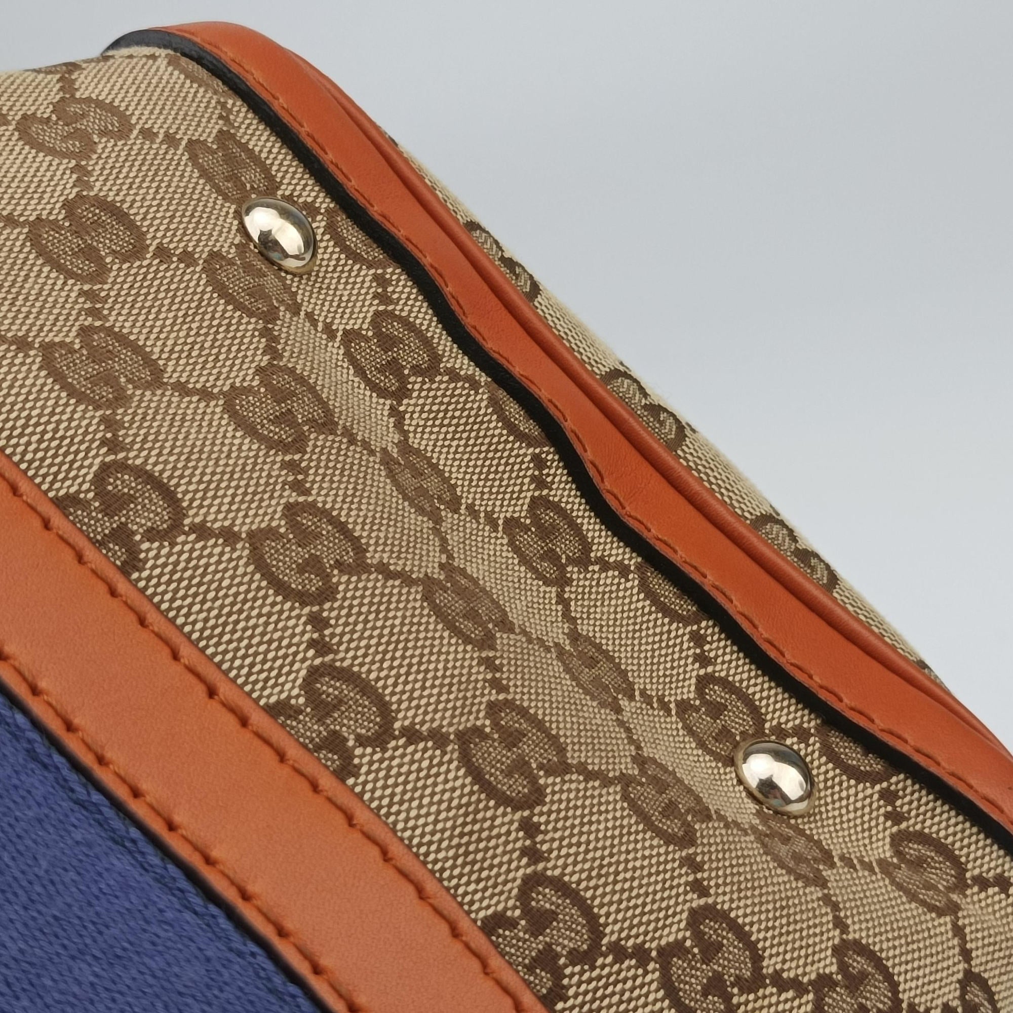Pre-owned Gucci Sherry Line Beige×orange Canvas×Leather 247205 shoulderbag | stylenewstar