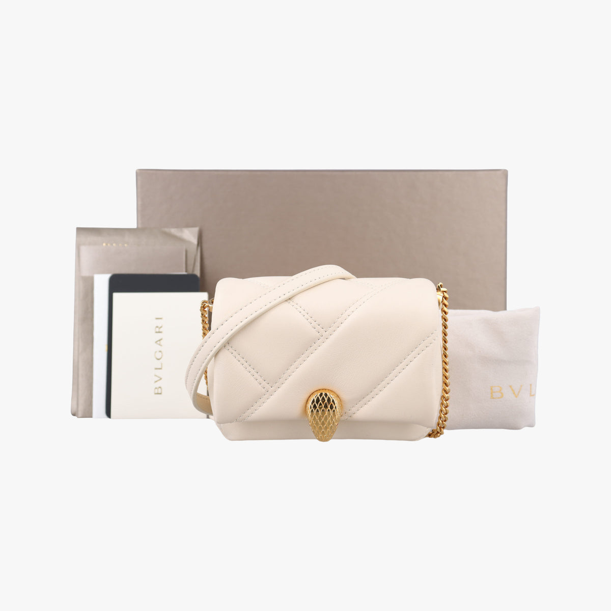 Pre-owned Bvlgari Serpenti Cabochon Micro Ivory Opal calf  shoulderbag | stylenewstar