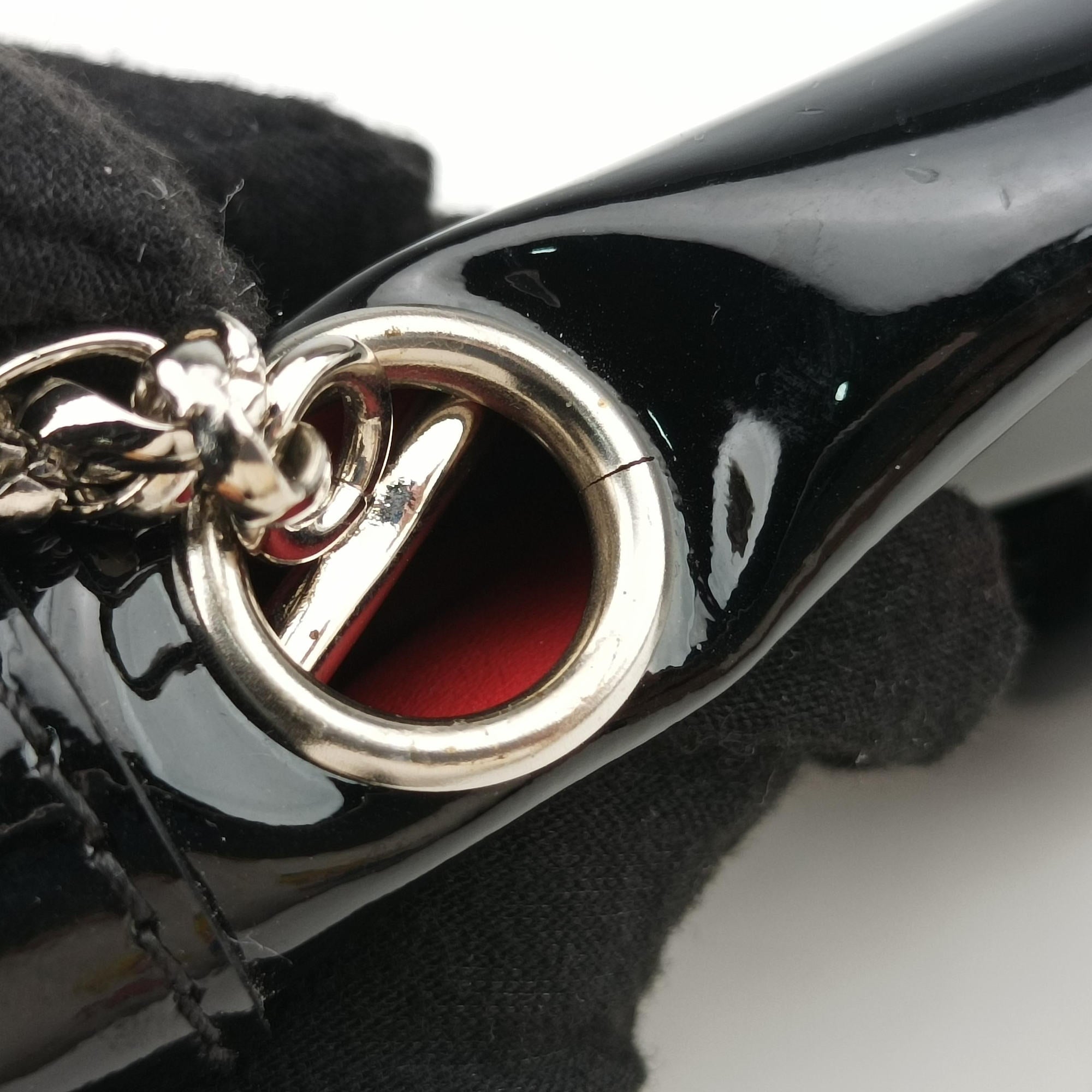 Vintage Christian Louboutin Sweet Charity Black Enamel Leather  shoulderbag | stylenewstar