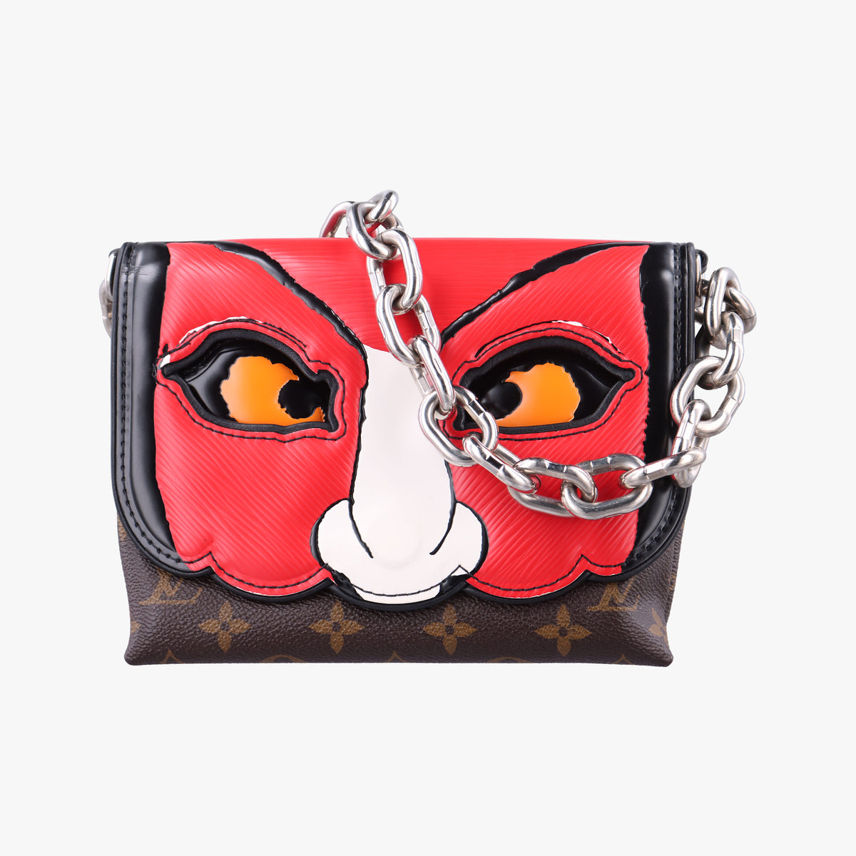 Pre-owned Louis Vuitton Pochette Kabuki Mask Red × Brown Monogram Canvas × Epi Leather M43527 shoulderbag | stylenewstar