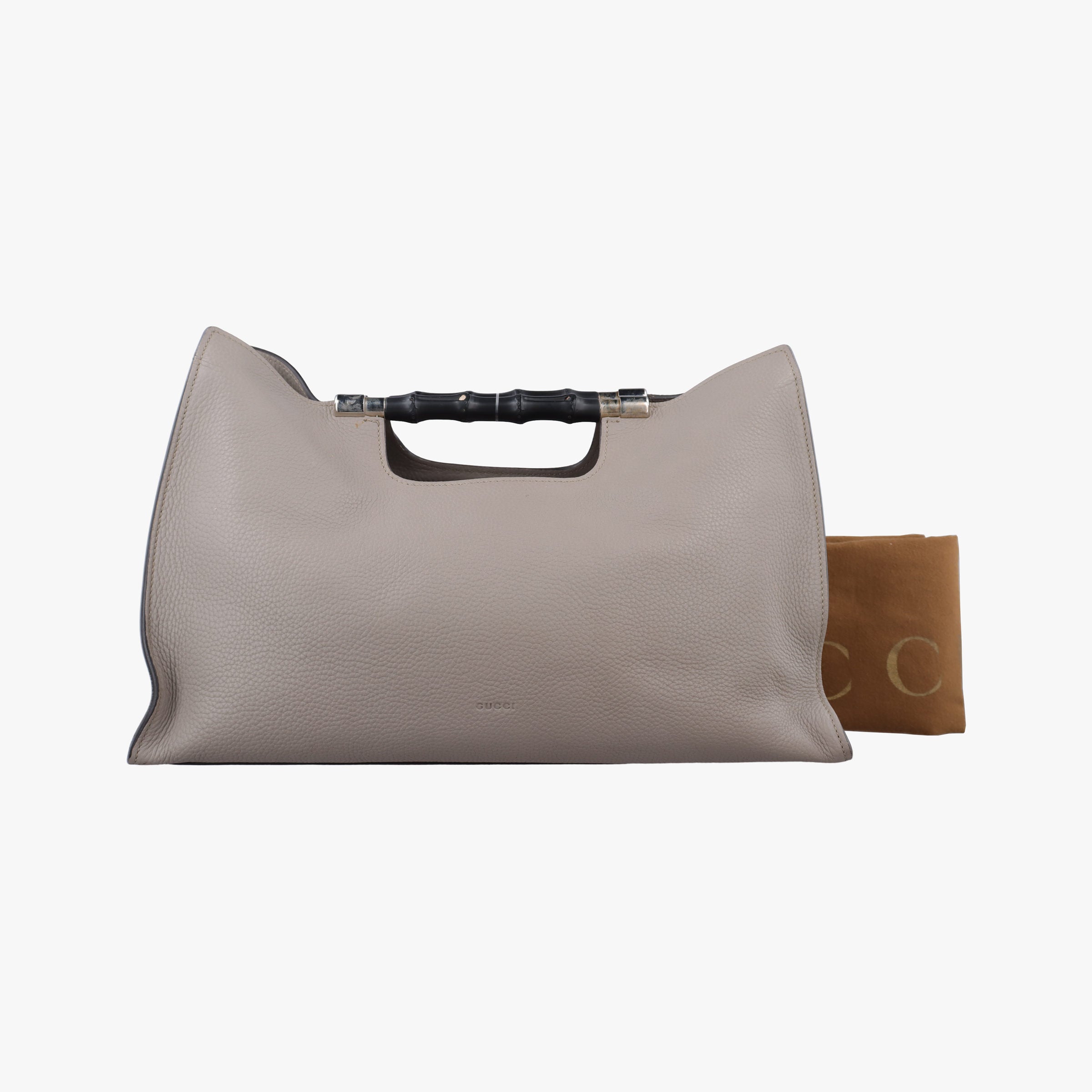 Pre-owned Gucci BAMBOO Grey Leather 370829 handbag | stylenewstar