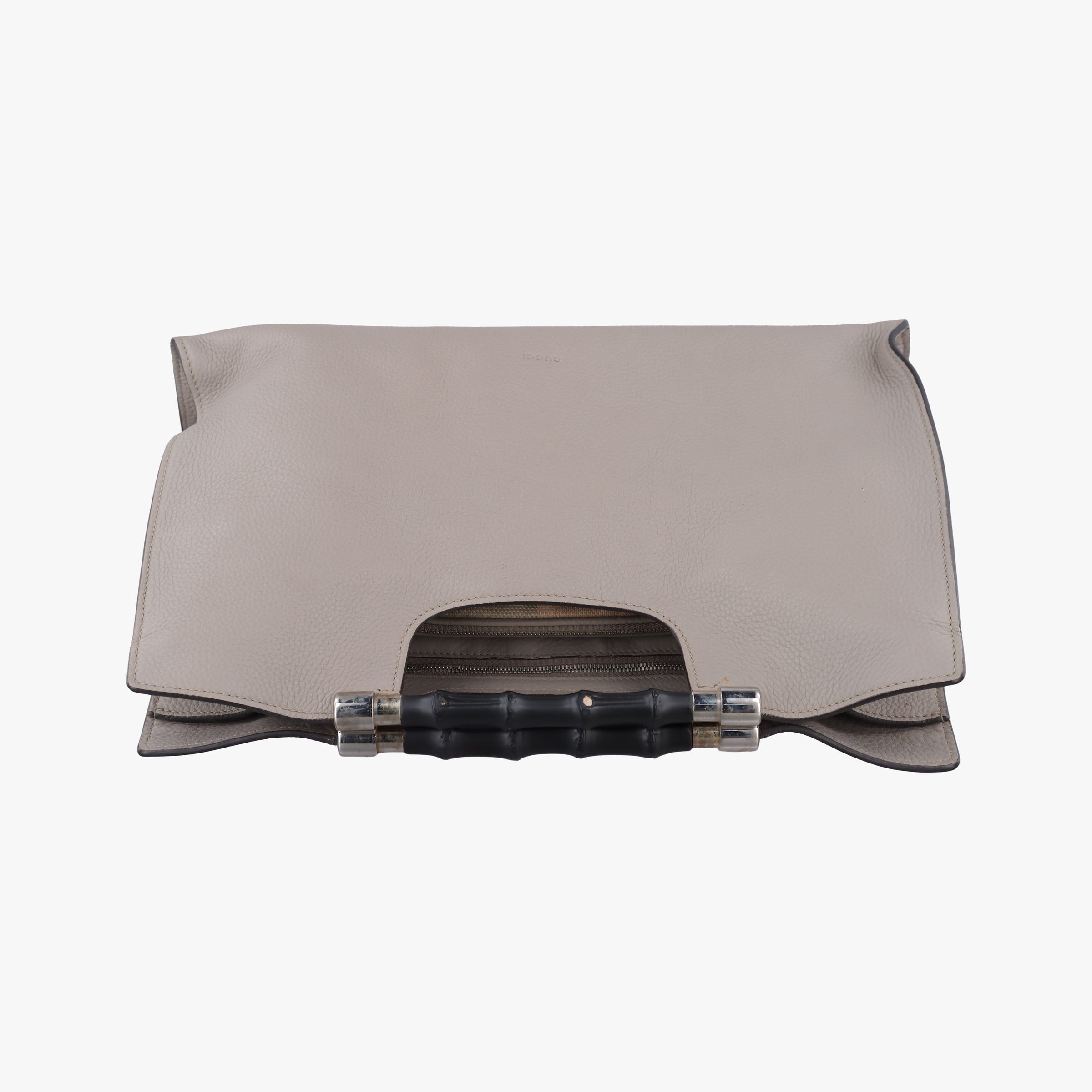 Pre-owned Gucci BAMBOO Grey Leather 370829 handbag | stylenewstar