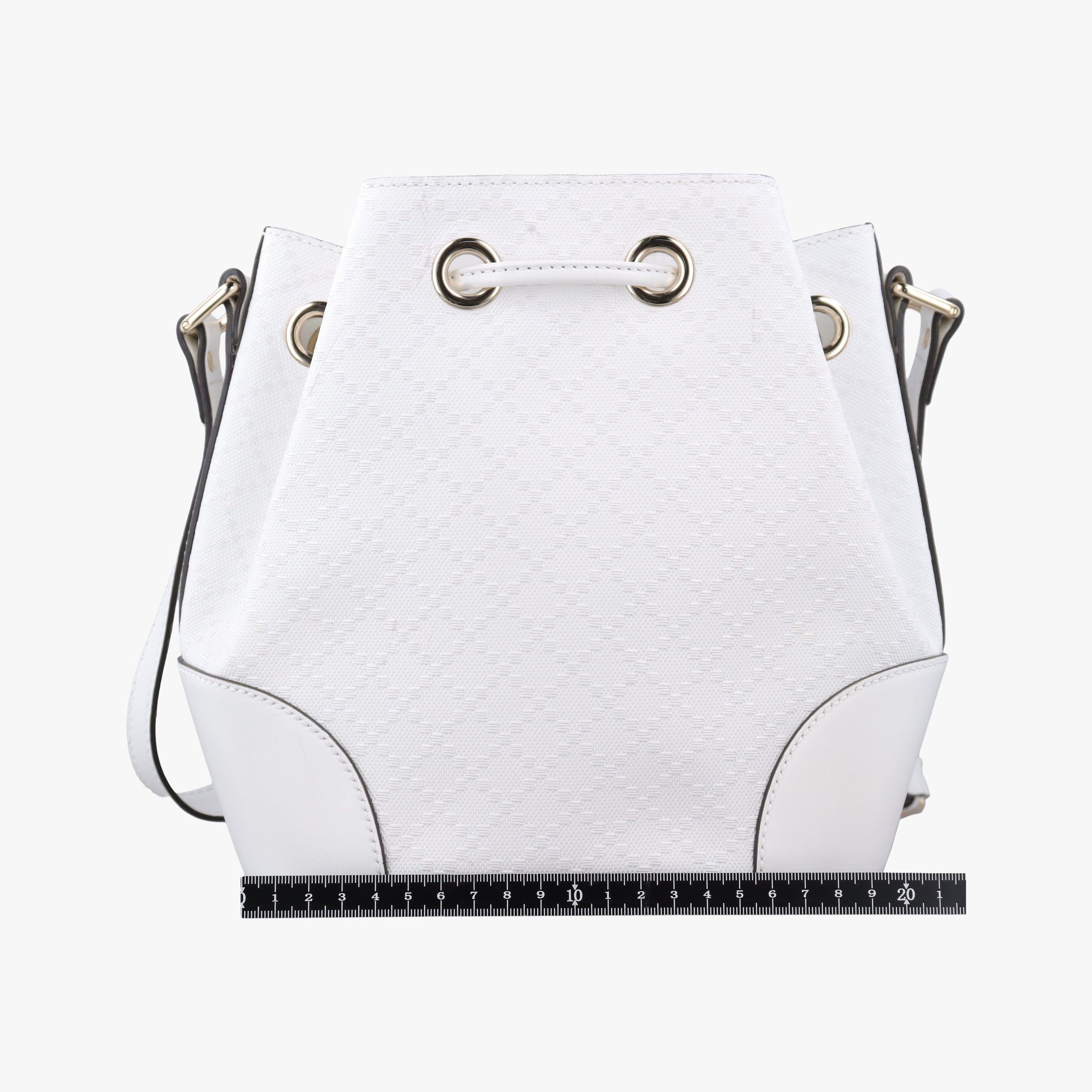 Pre-owned Gucci Bright Diamante Bucket White Leather 354229 shoulderbag | stylenewstar