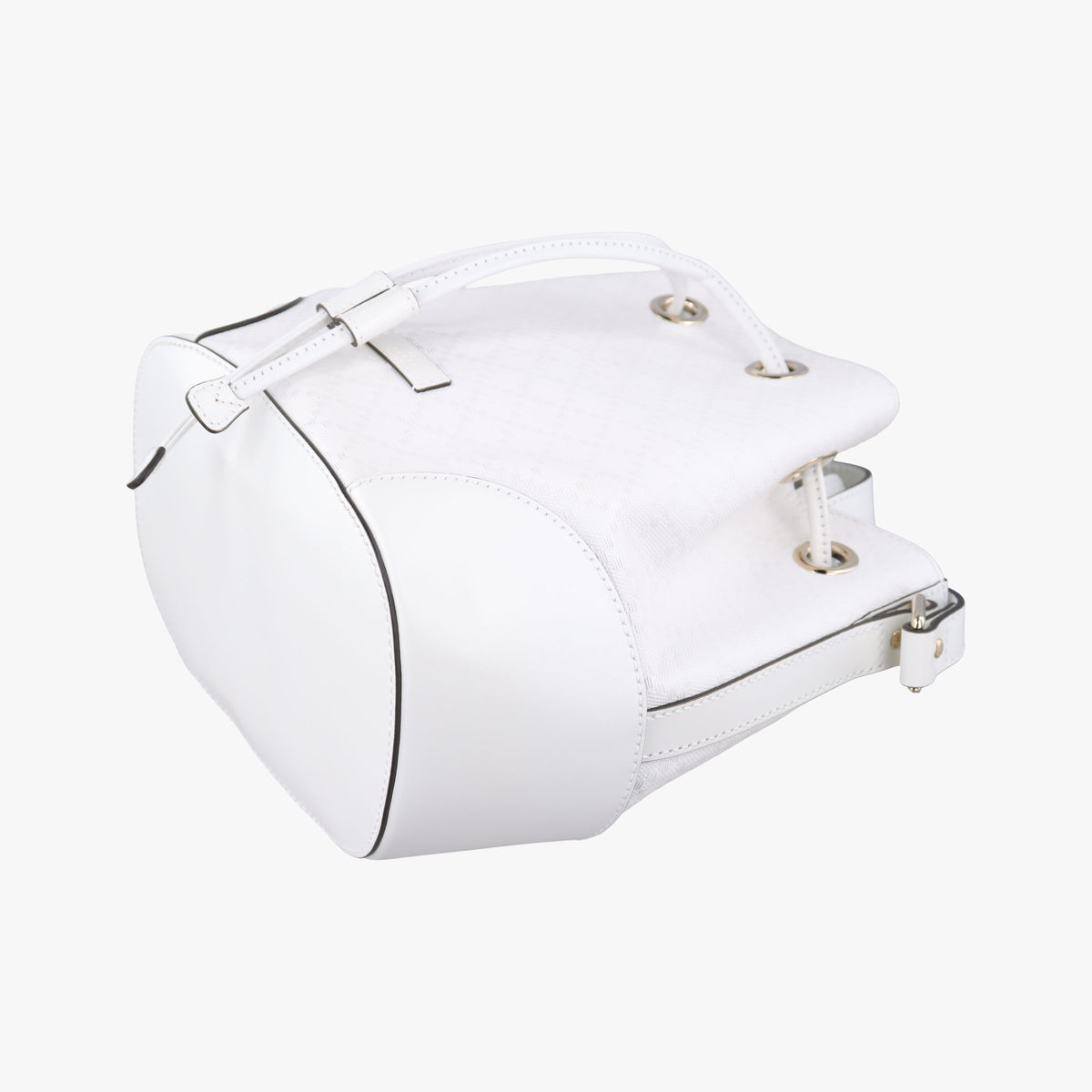 Pre-owned Gucci Bright Diamante Bucket White Leather 354229 shoulderbag | stylenewstar