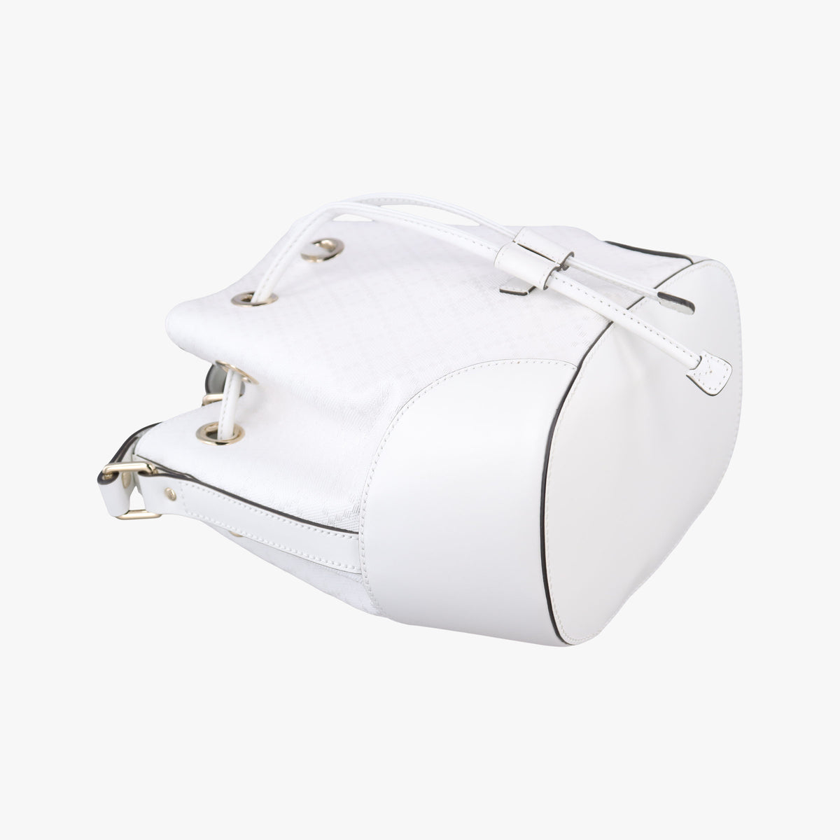 Pre-owned Gucci Bright Diamante Bucket White Leather 354229 shoulderbag | stylenewstar