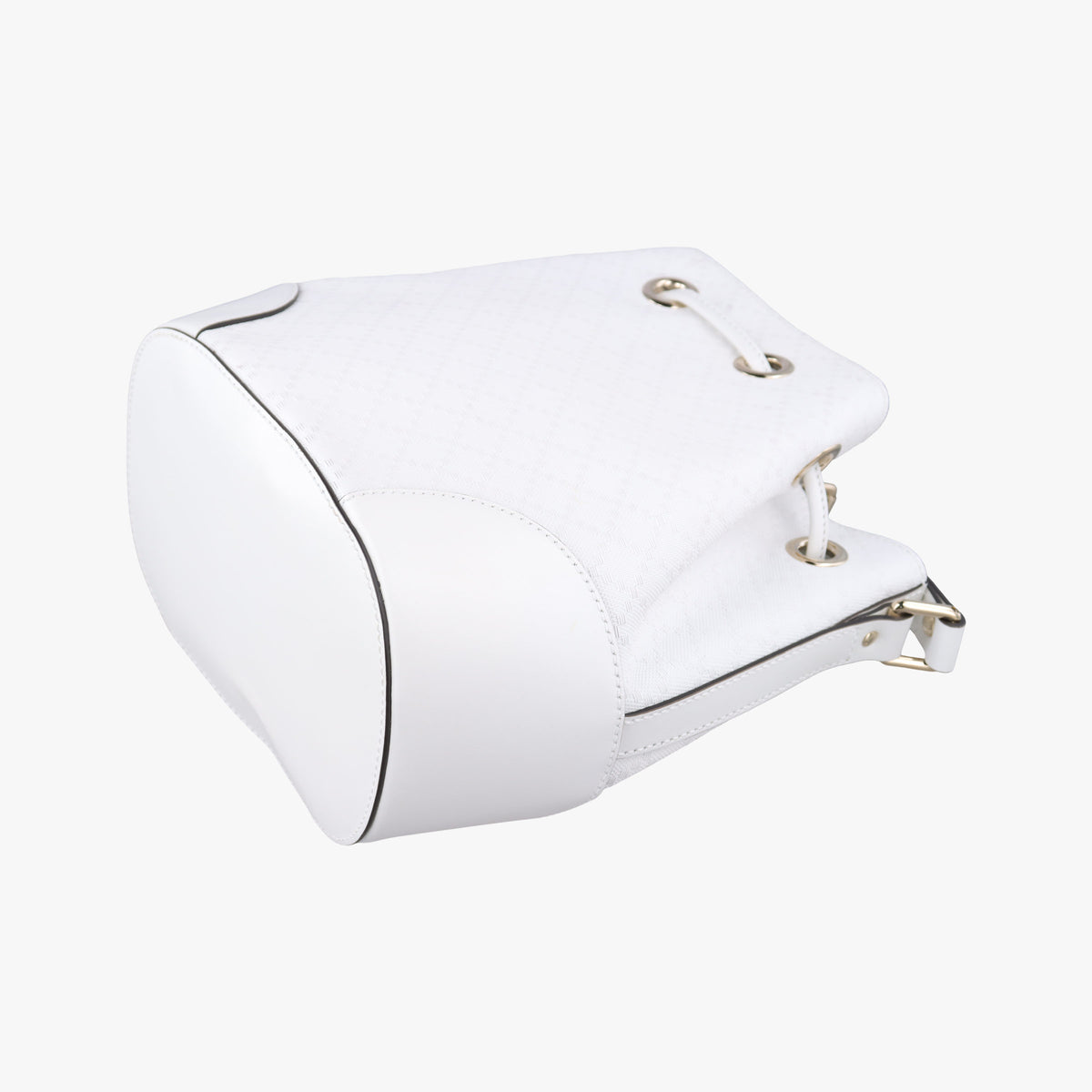 Pre-owned Gucci Bright Diamante Bucket White Leather 354229 shoulderbag | stylenewstar
