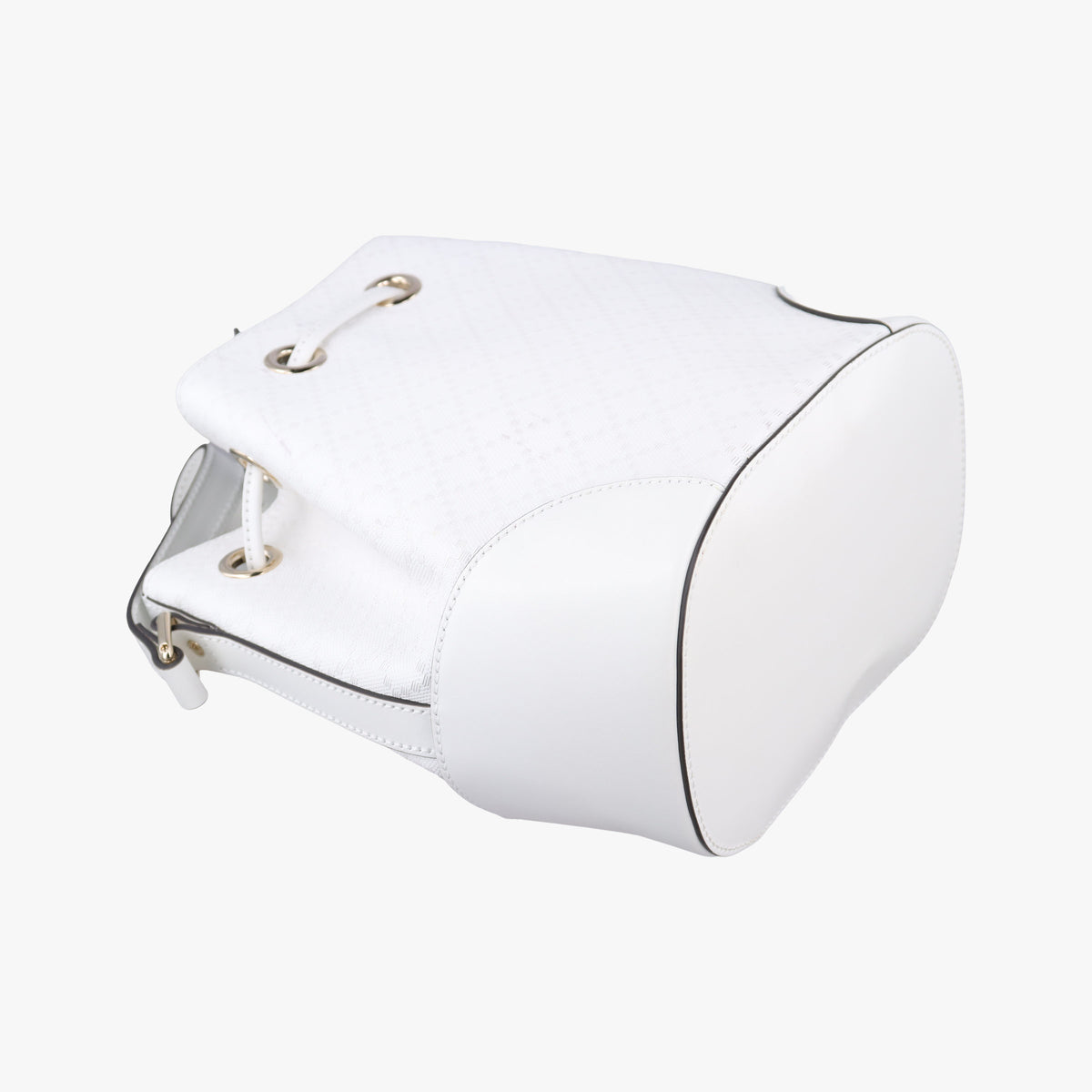 Pre-owned Gucci Bright Diamante Bucket White Leather 354229 shoulderbag | stylenewstar