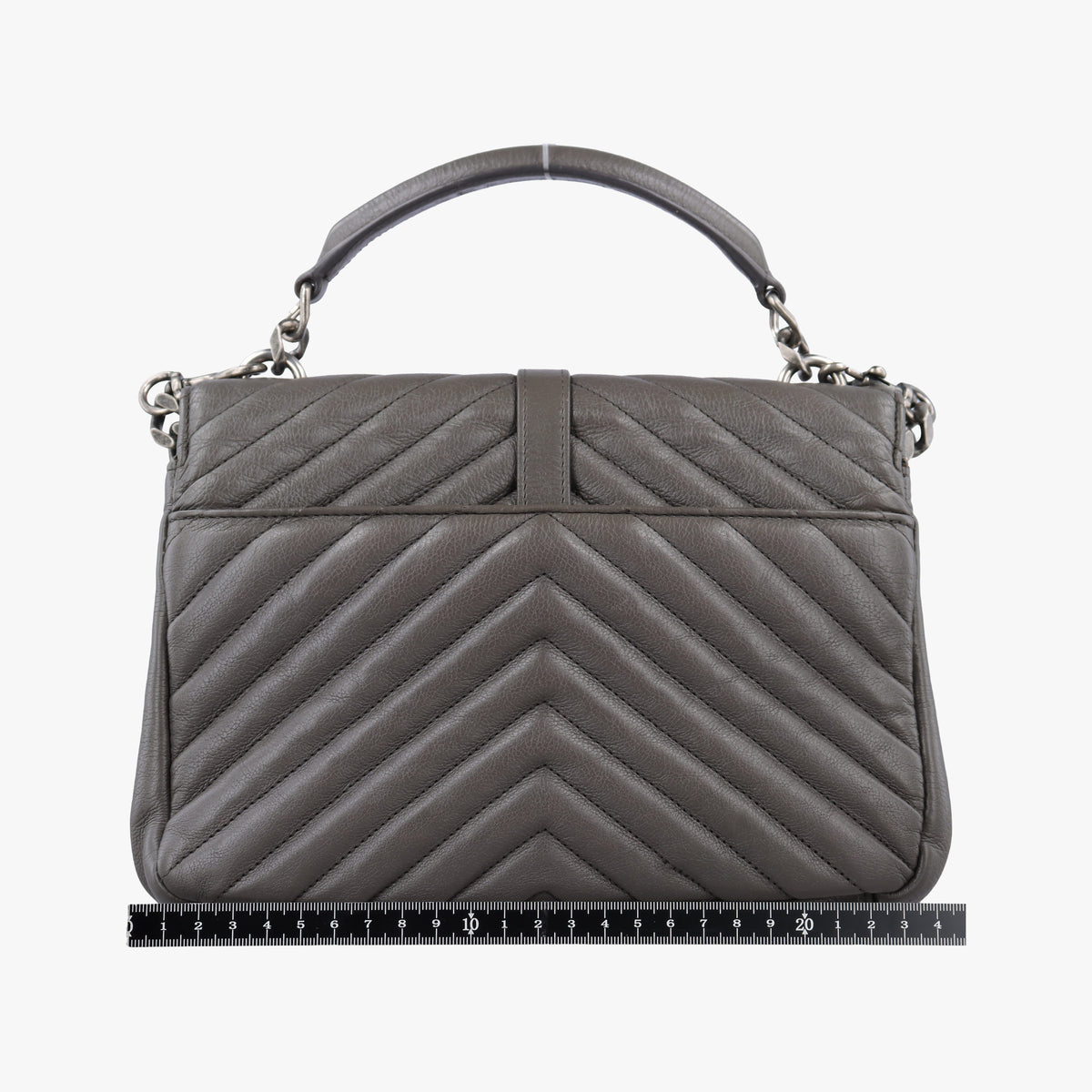 Pre-owned Yves Saint Laurent COLLEGE Grey Leather 428056 shoulderbag | stylenewstar