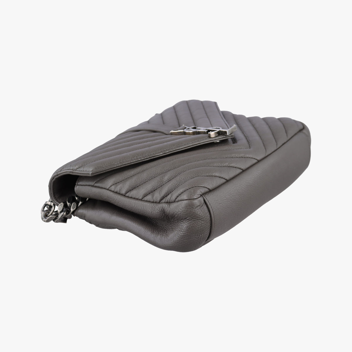 Pre-owned Yves Saint Laurent COLLEGE Grey Leather 428056 shoulderbag | stylenewstar