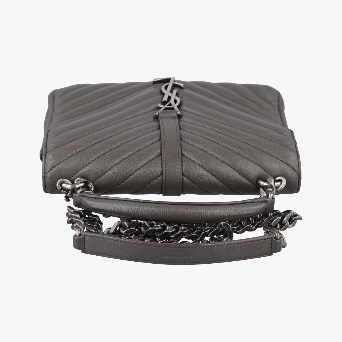 Pre-owned Yves Saint Laurent COLLEGE Grey Leather 428056 shoulderbag | stylenewstar