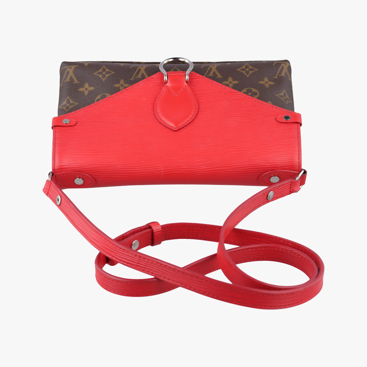 Pre-owned Louis Vuitton SAINT MICHEL brown×COQUELICOT Monogram Canvas×calf leather M44031 shoulderbag | stylenewstar