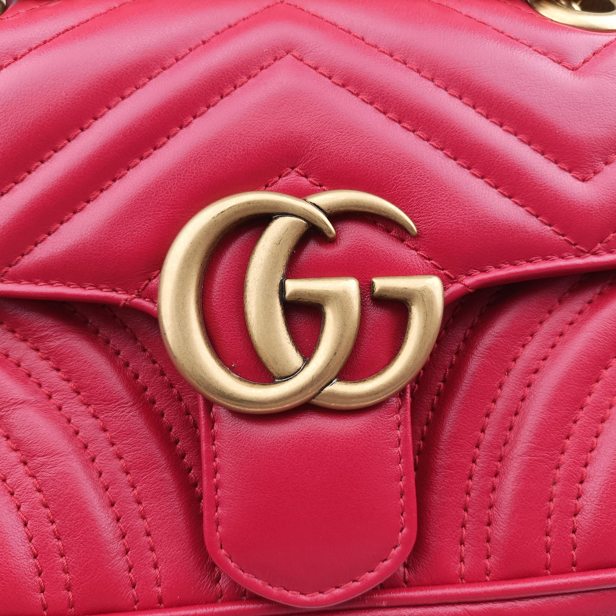 Secondhand Gucci GG Marmont Red Leather 446744 shoulderbag | stylenewstar
