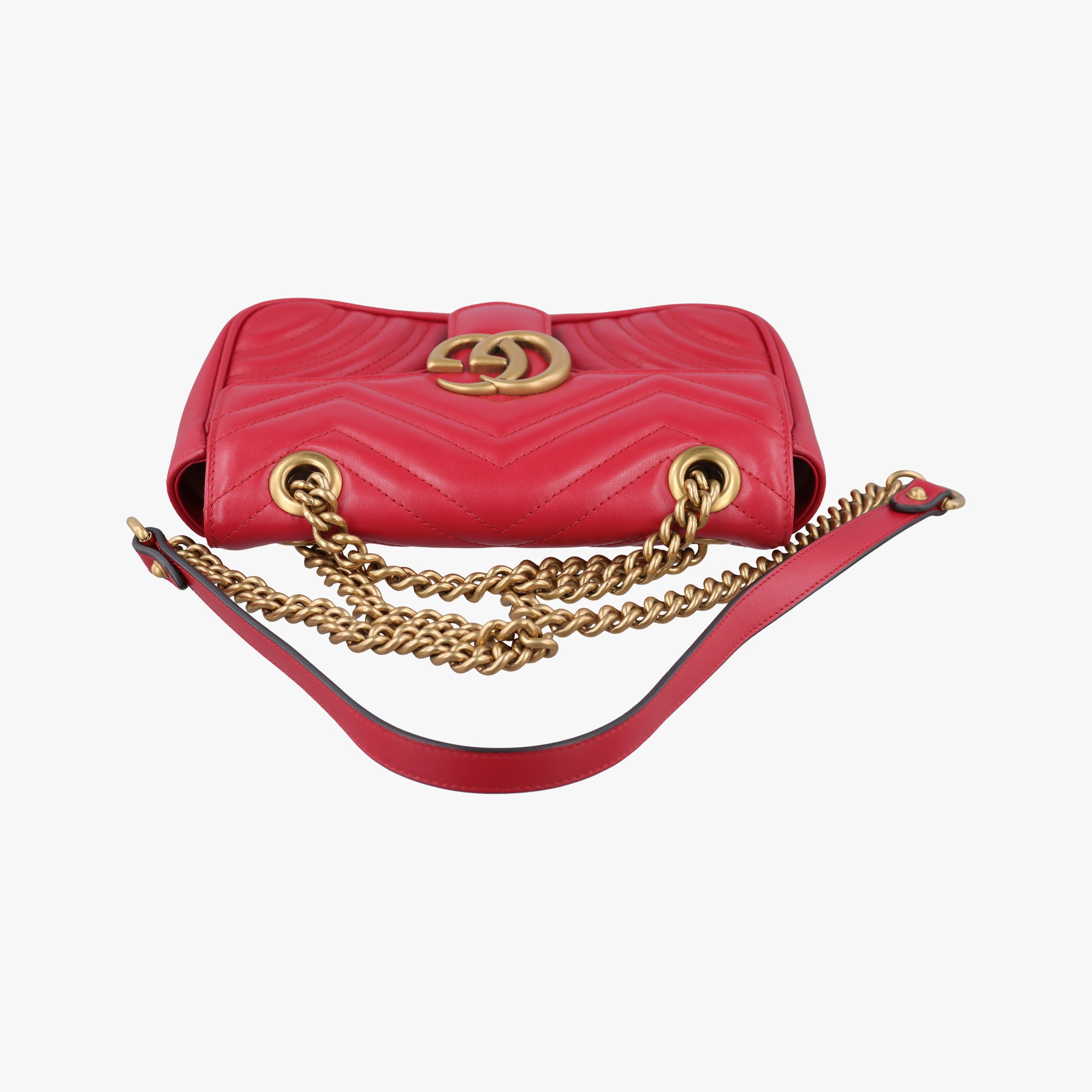Secondhand Gucci GG Marmont Red Leather 446744 shoulderbag | stylenewstar